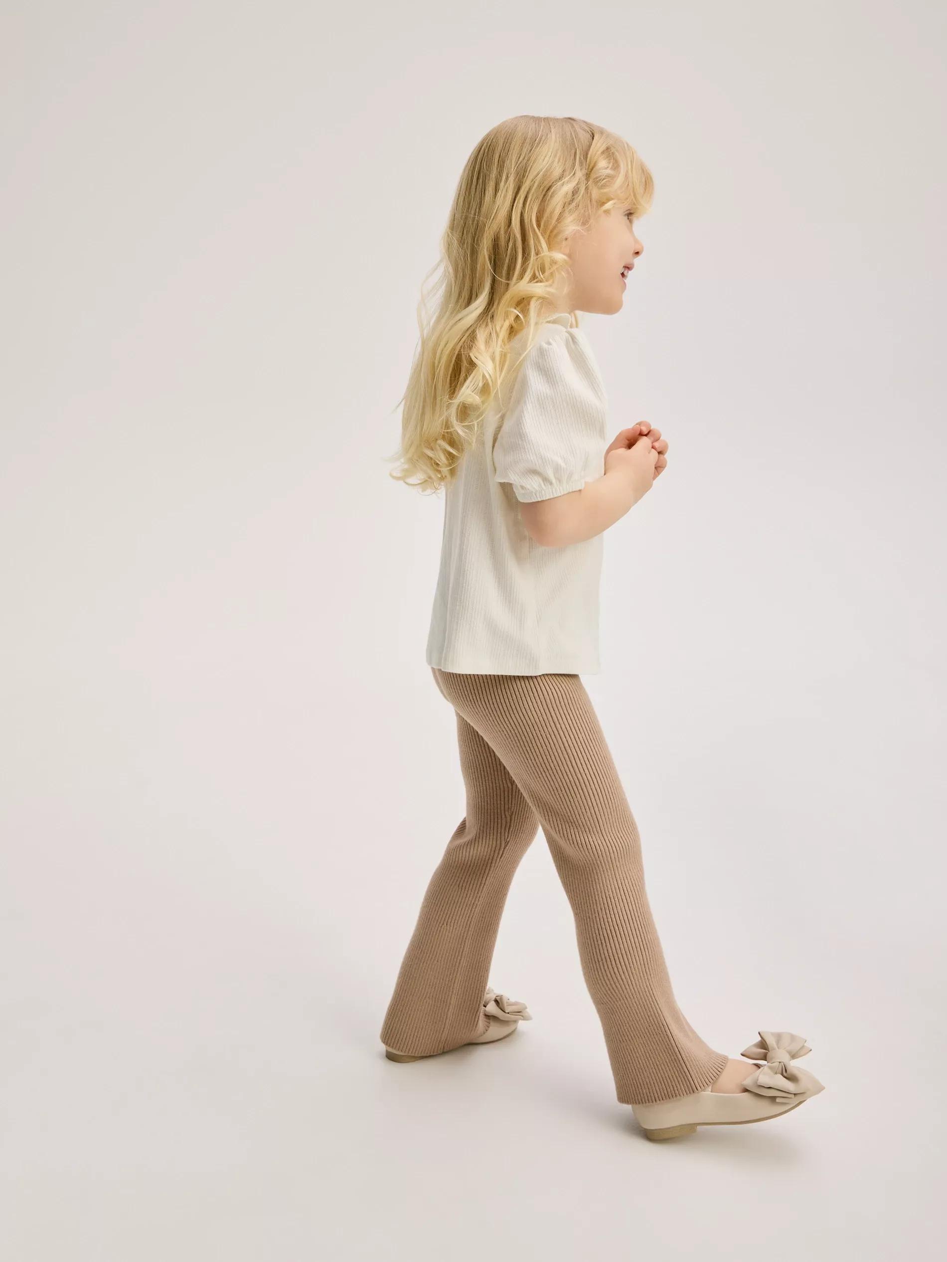 Beige Jersey Flared Pants, , large image number 1