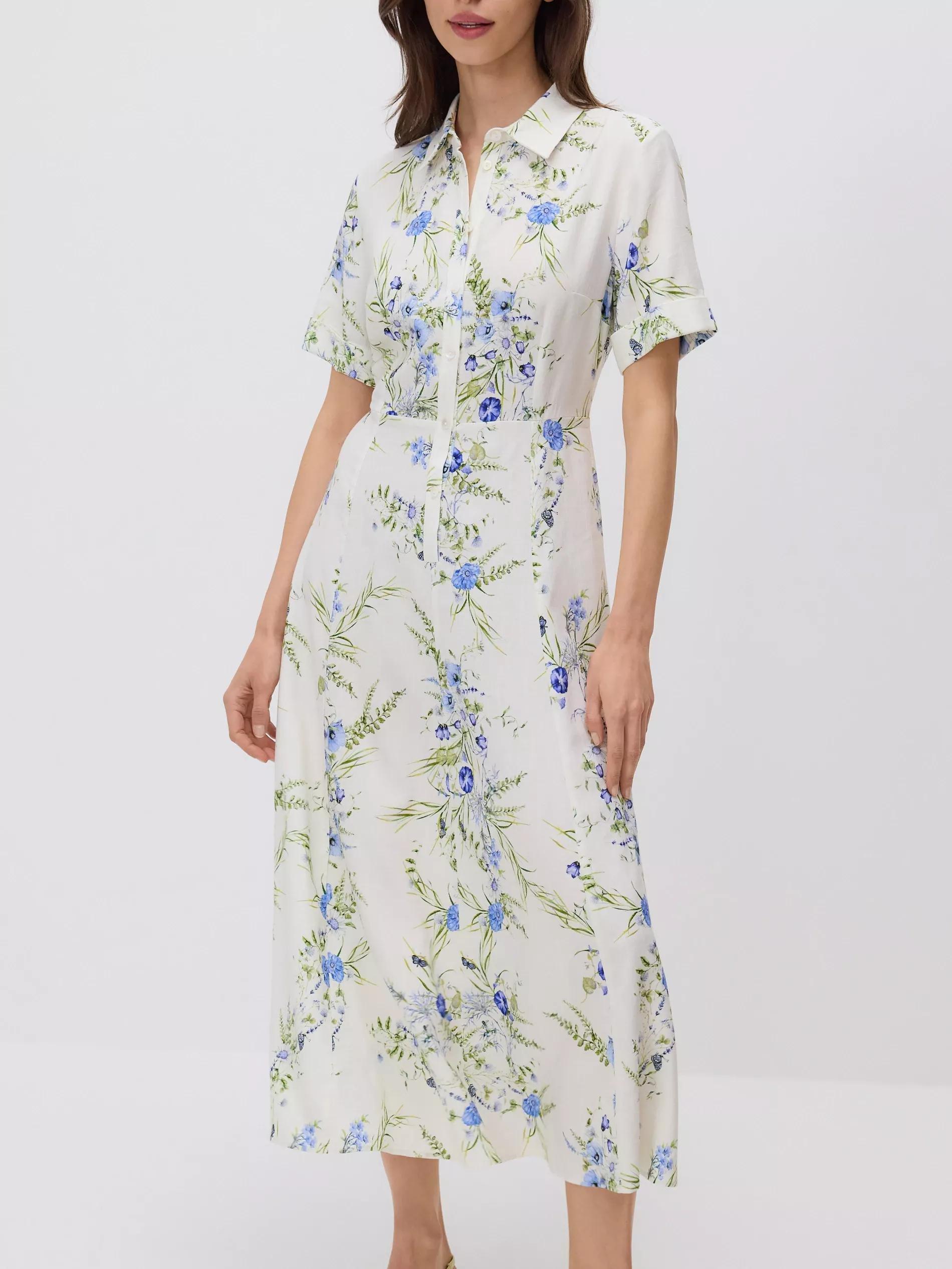 MULTICOLOR Linen blend midi dress, , large image number 0