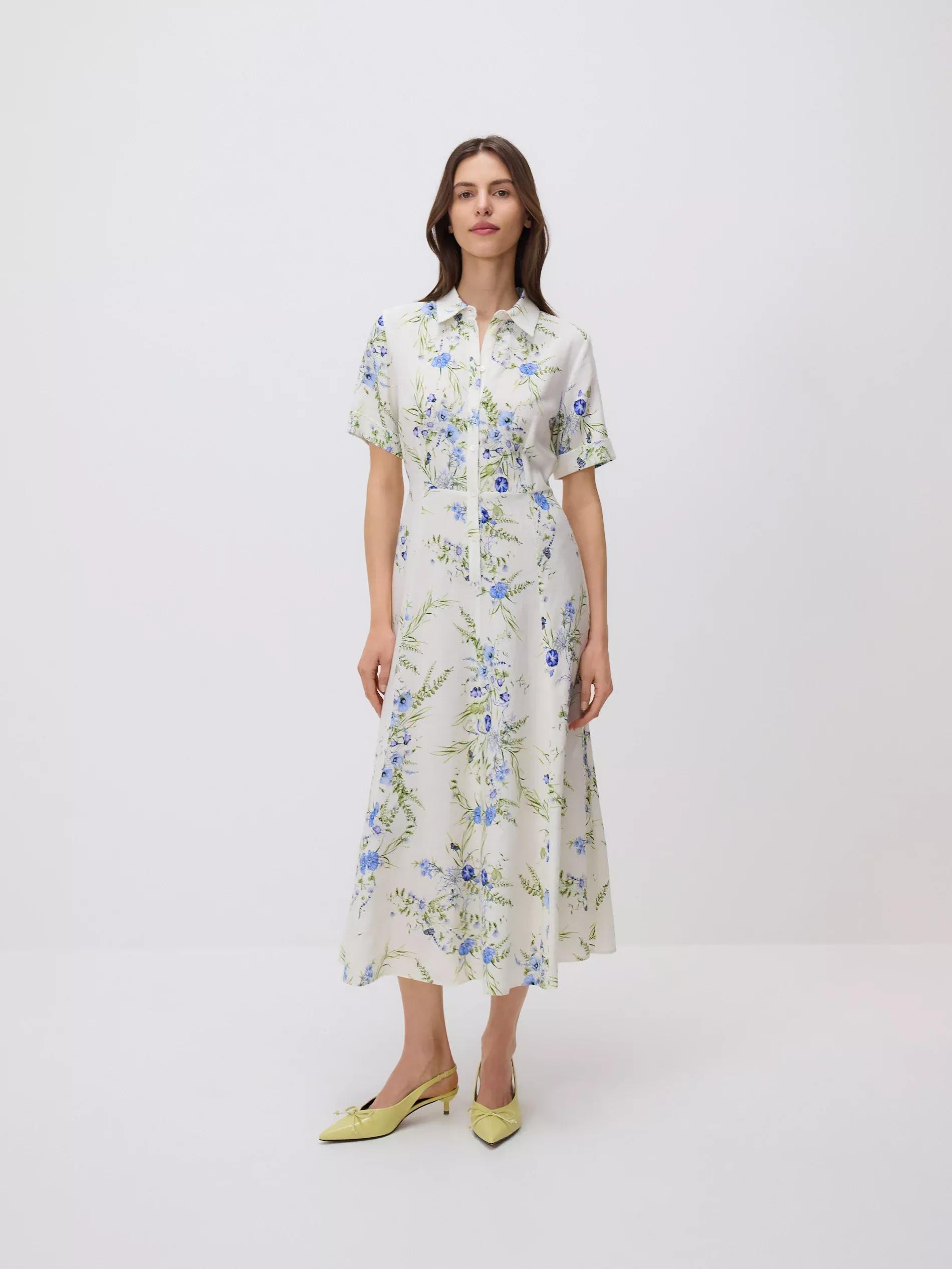 MULTICOLOR Linen blend midi dress, , large image number 4