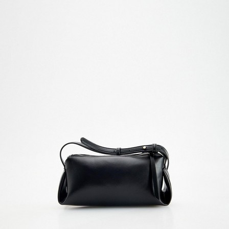 Reserved - Black Leather Imitation Crossbody Bag