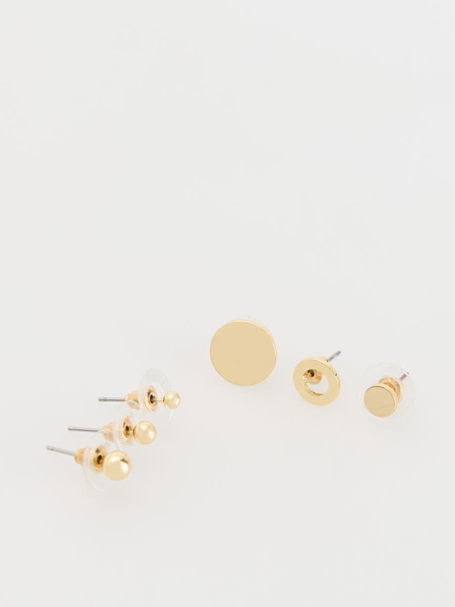 Gold Earrings Set, Golden, large image number 1