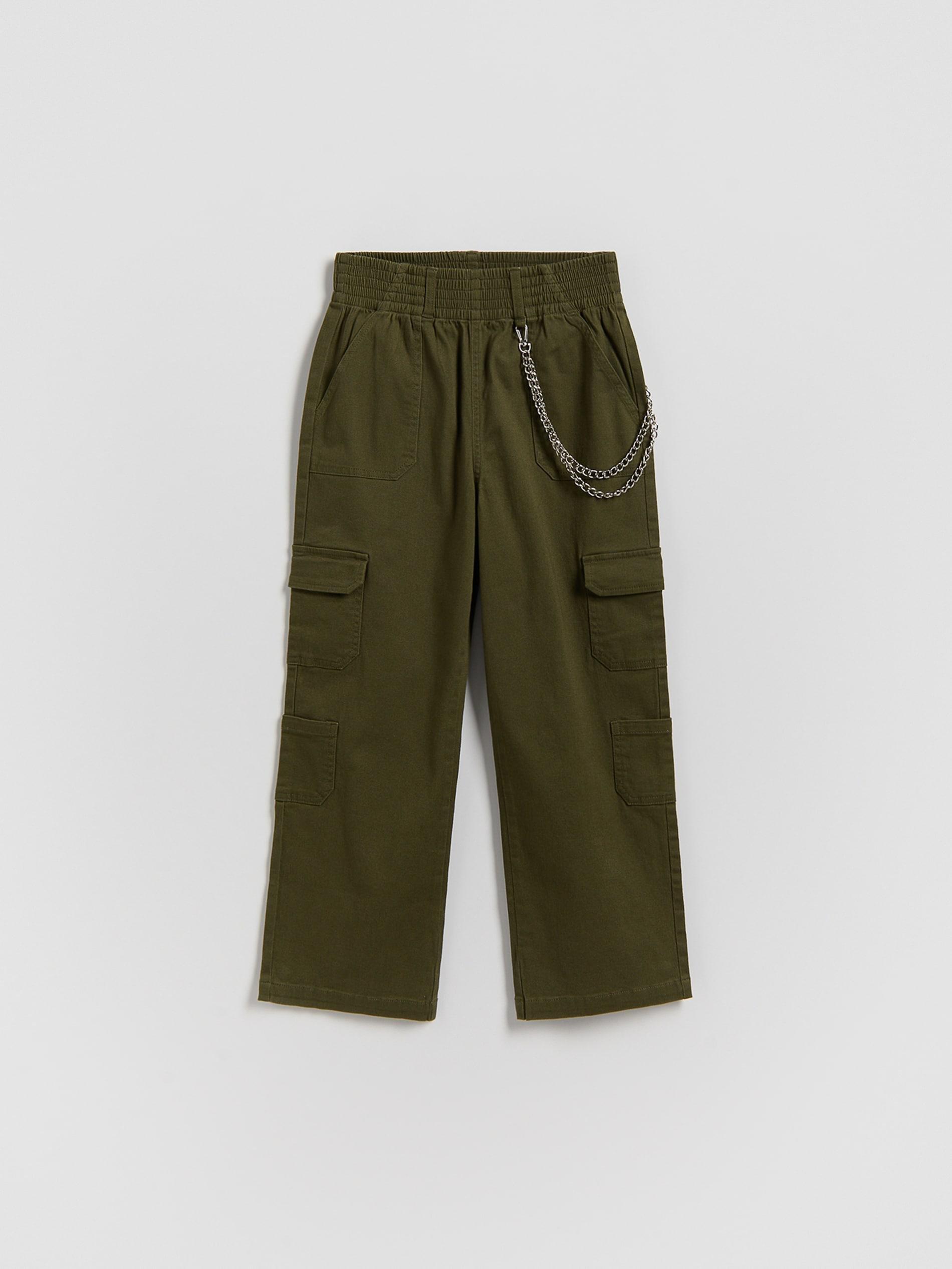 Green Trousers & Chain, Kids Girl, Khaki, large image number 0