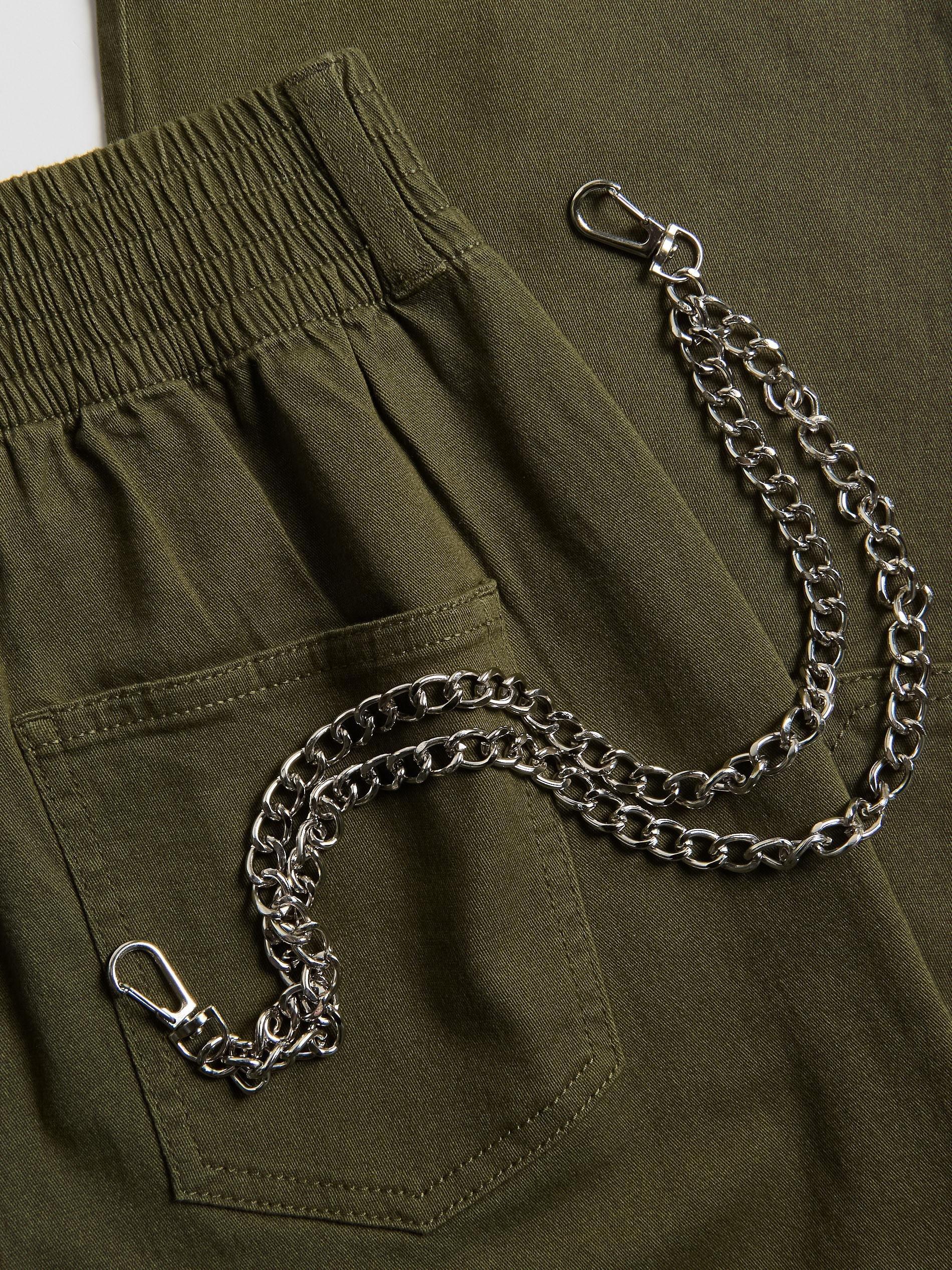 Green Trousers & Chain, Kids Girl, Khaki, large image number 1