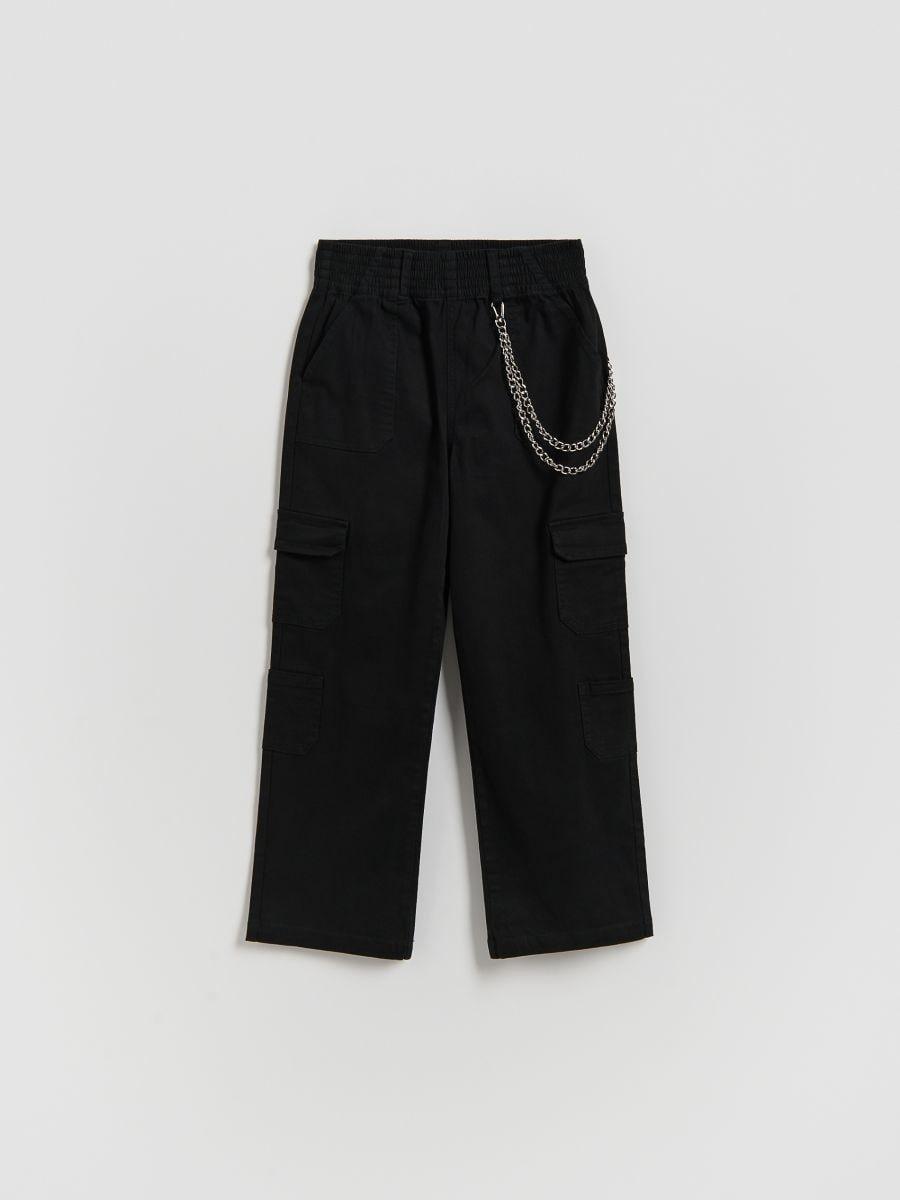 Black Trousers & Chain, Kids Girl, Black, large image number 0