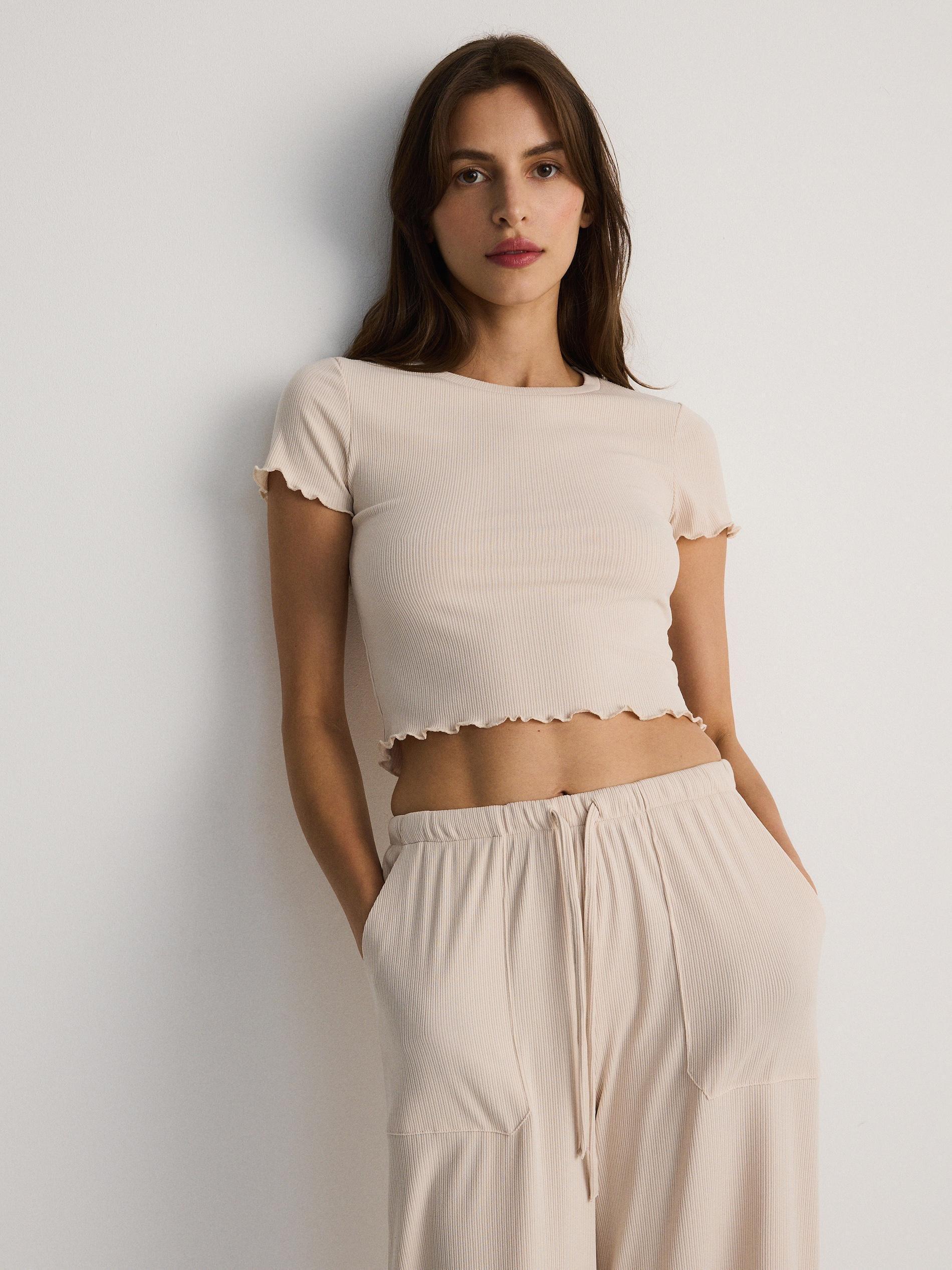 Beige Round Neck T-Shirt, , large image number 1