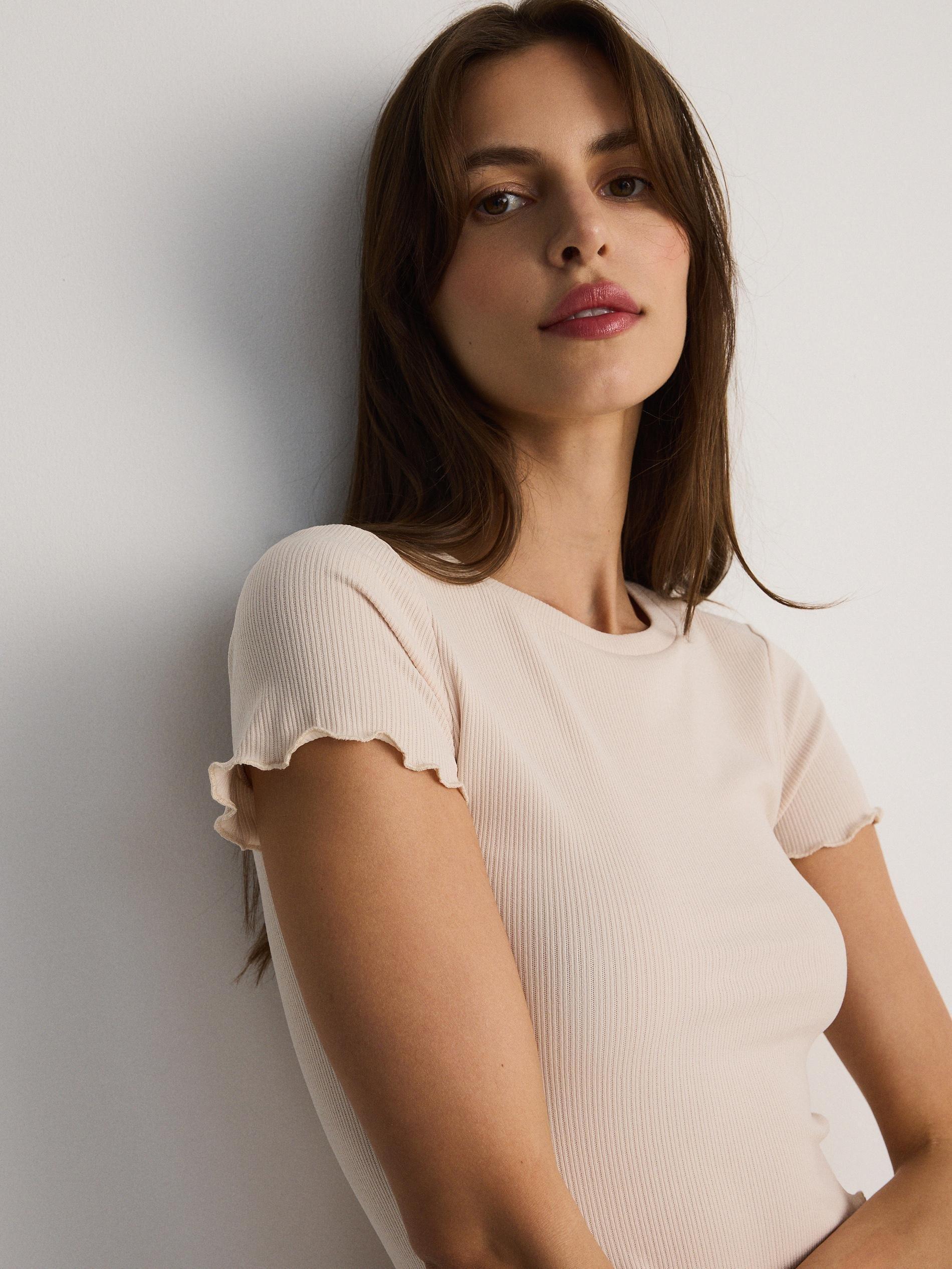 Beige Round Neck T-Shirt, , large image number 3