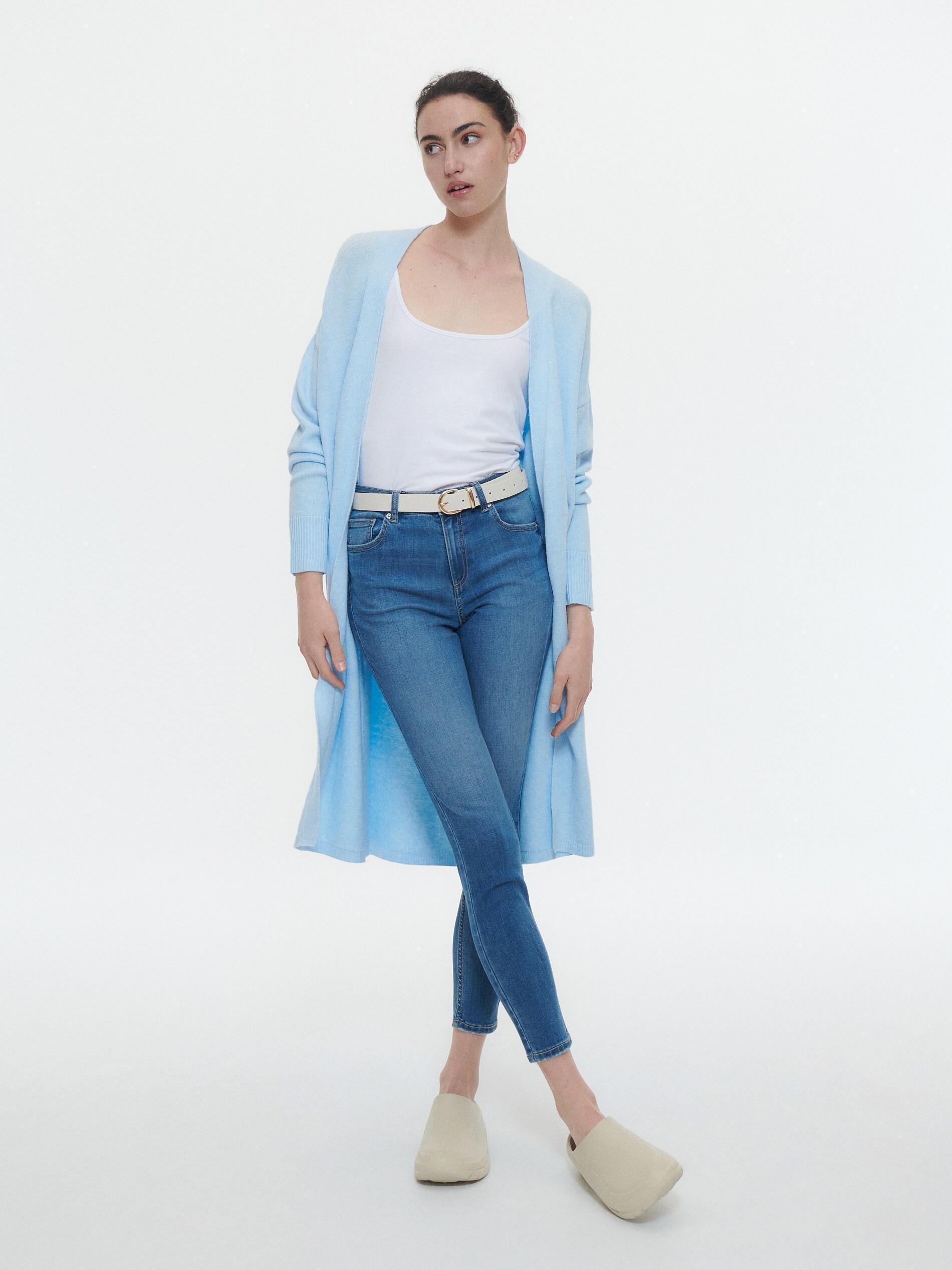 Blue Viscose Blend Cardigan, , large image number 0