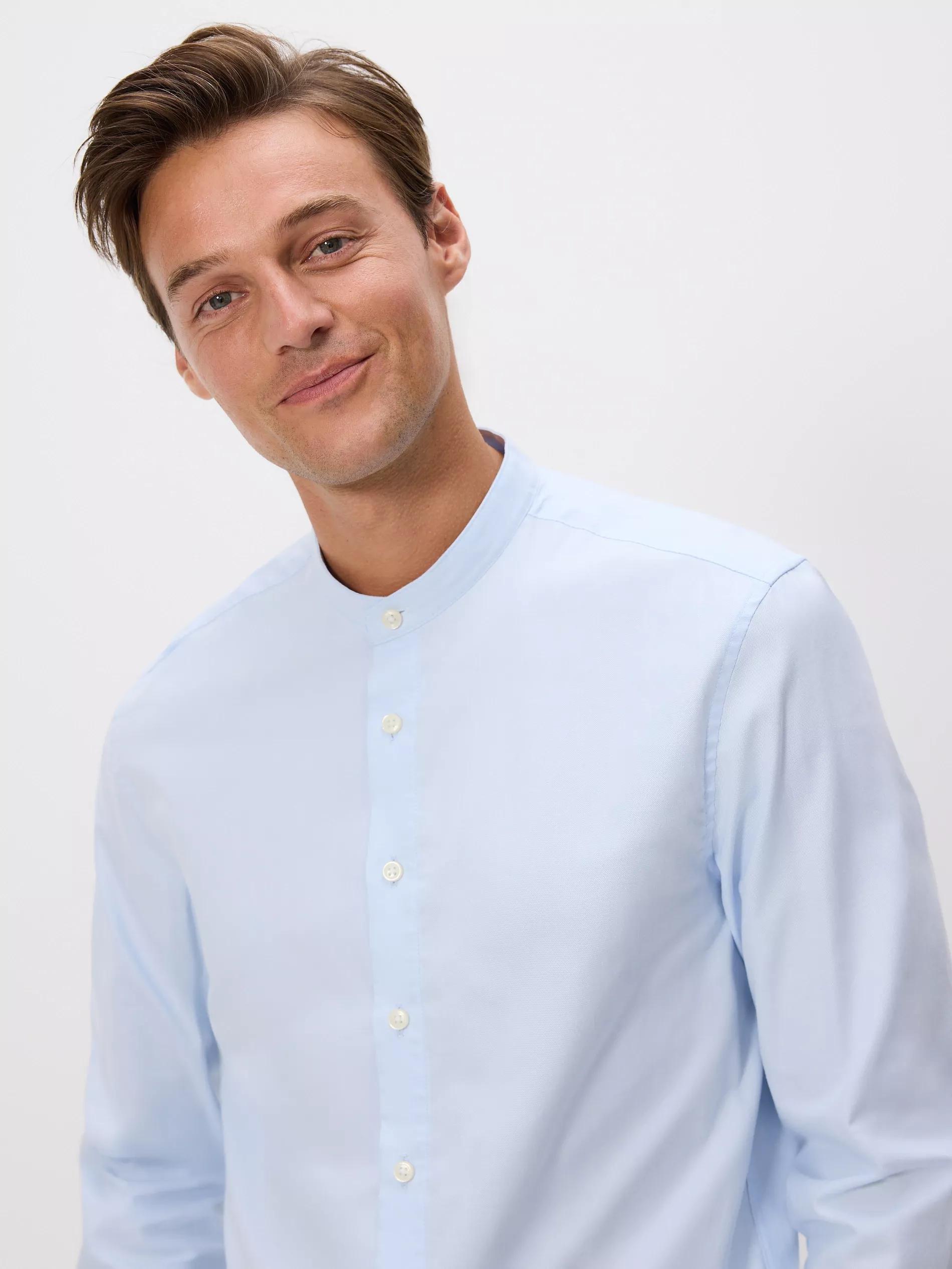 Blue Slim Fit Cotton Rich Shirt, Blue, large image number 0