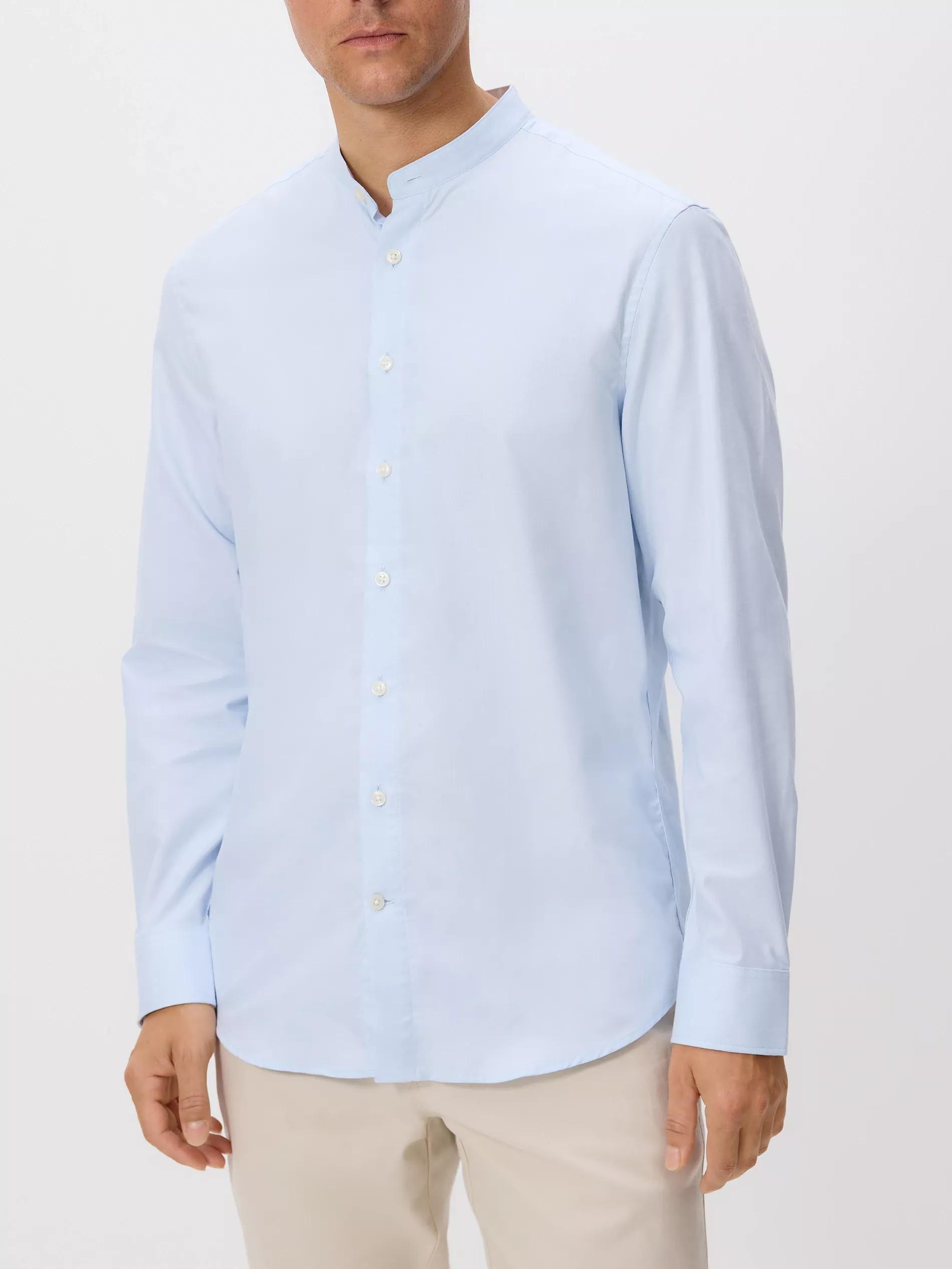 Blue Slim Fit Cotton Rich Shirt, Blue, medium