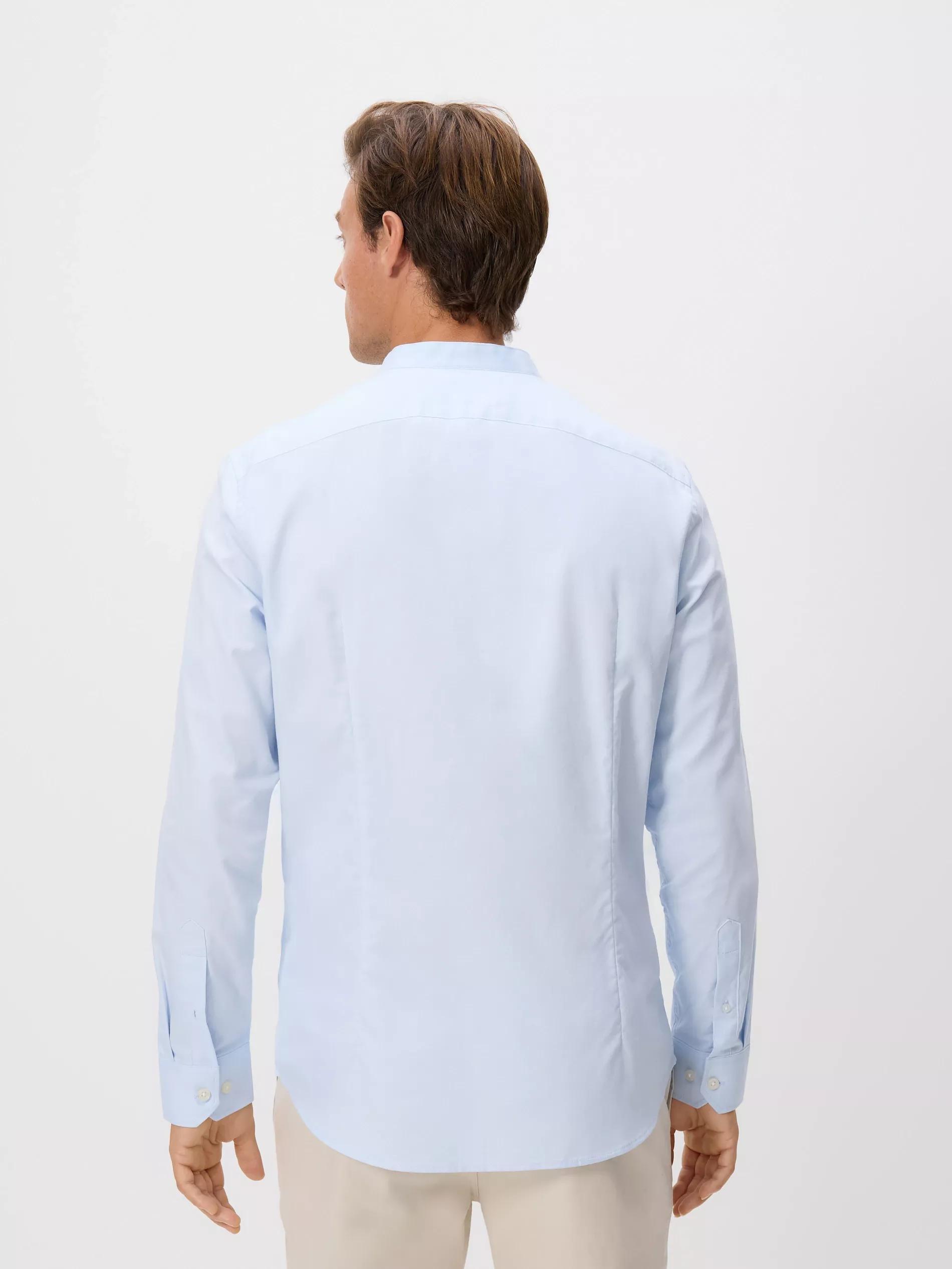 Blue Slim Fit Cotton Rich Shirt, Blue, large image number 3