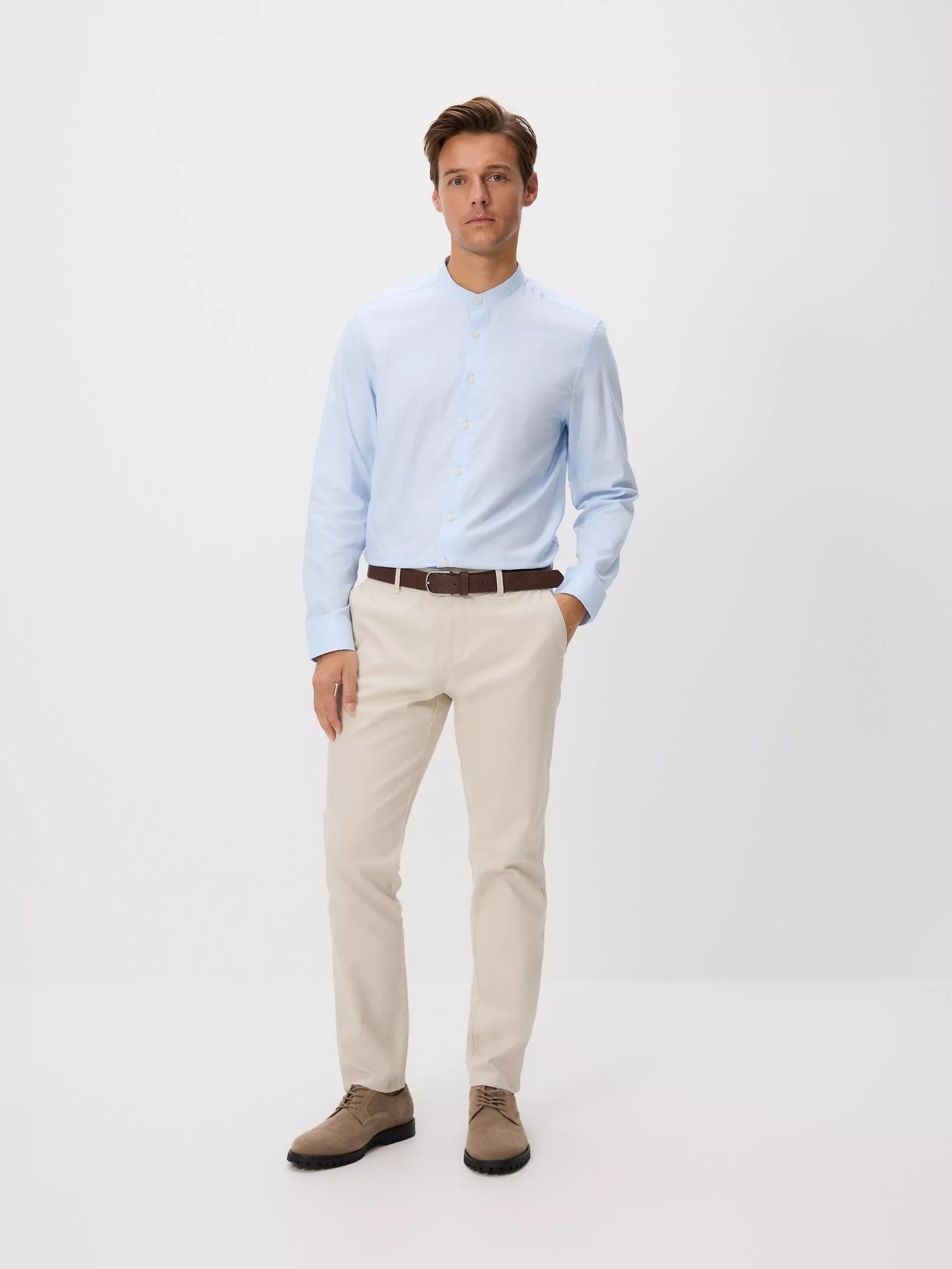 Blue Slim Fit Cotton Rich Shirt, Blue, large image number 4