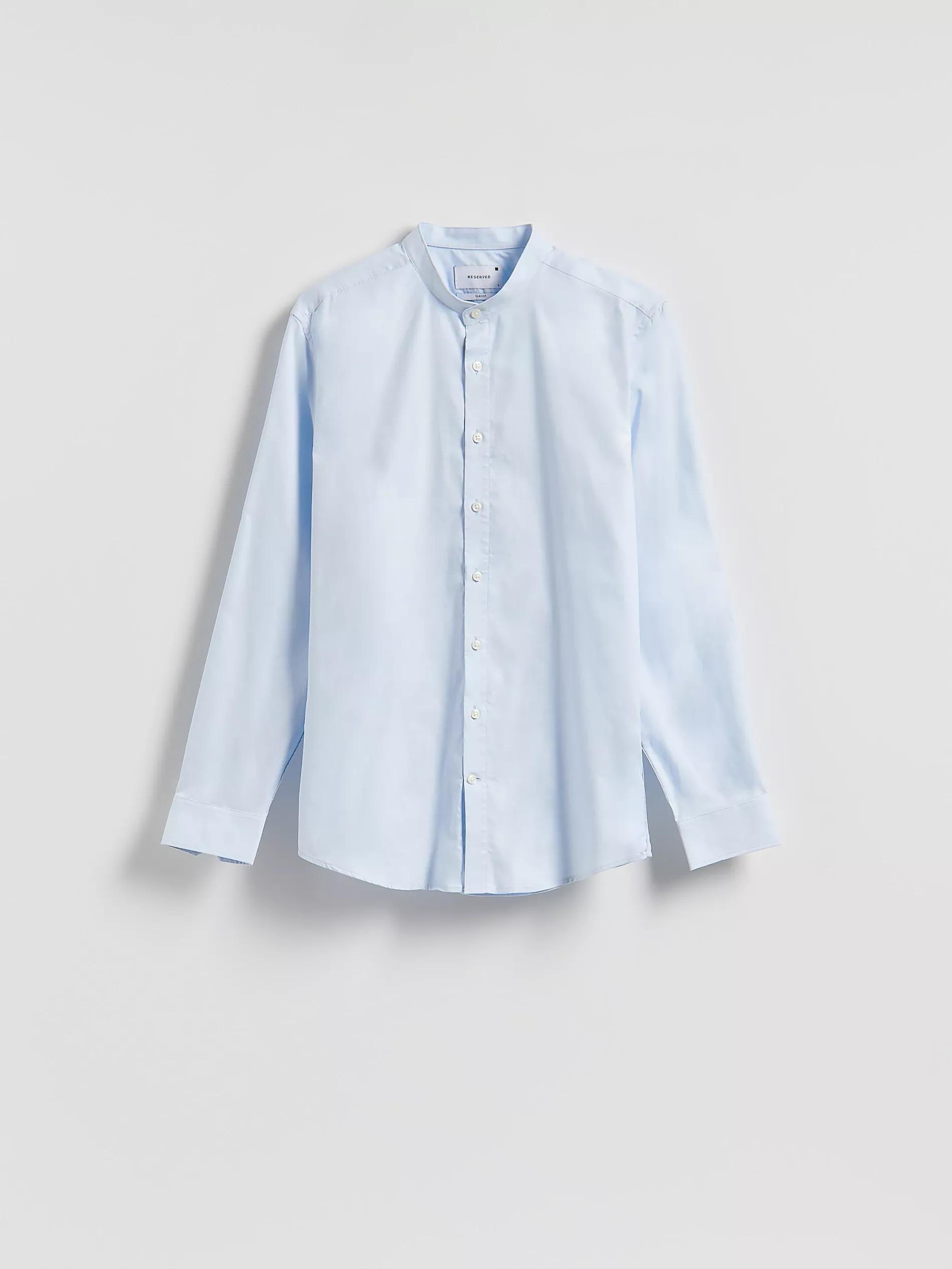 Blue Slim Fit Cotton Rich Shirt, Blue, large image number 5