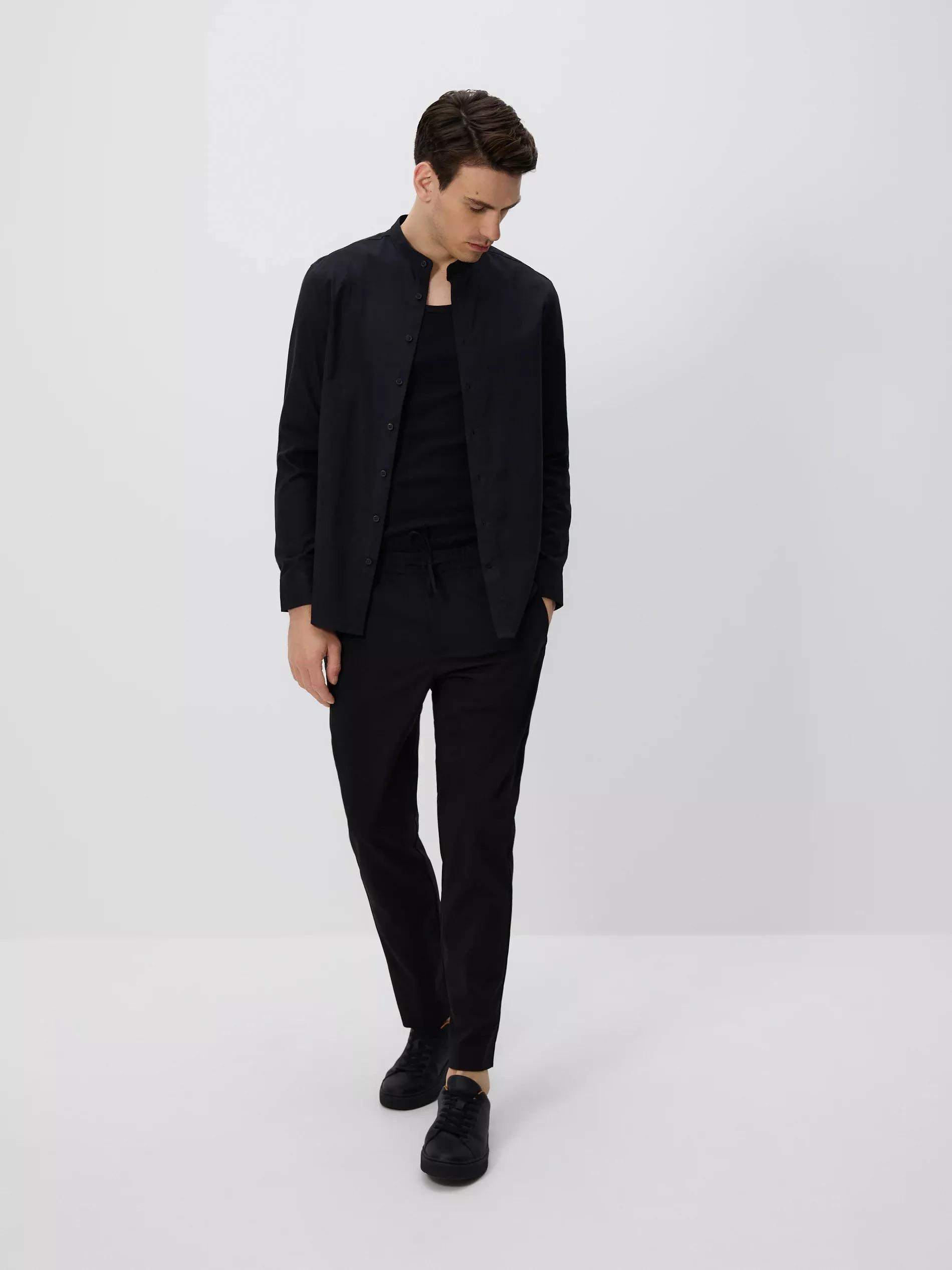 Black Slim Fit Cotton Rich Shirt, Black, large image number 1