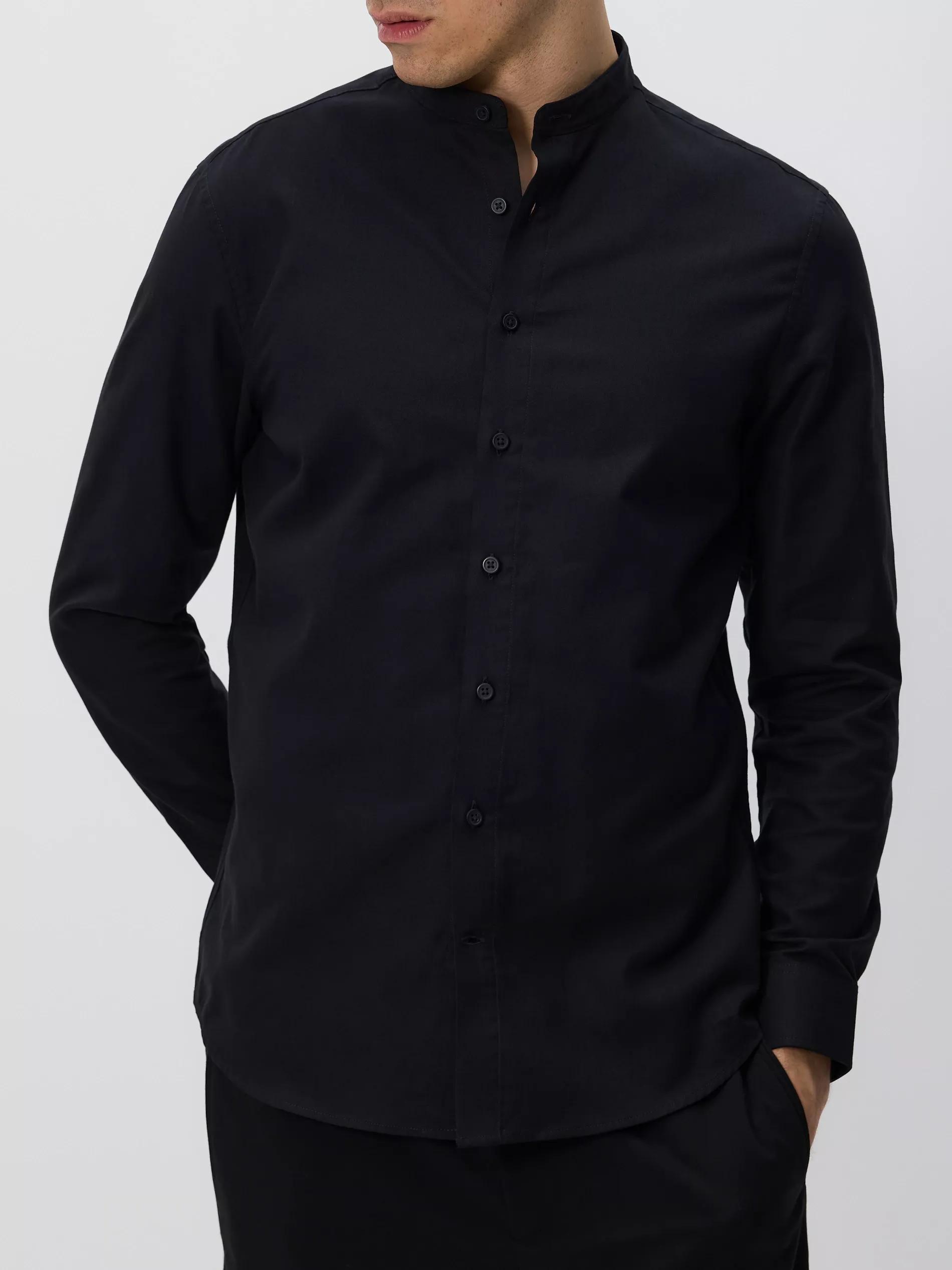 Black Slim Fit Cotton Rich Shirt, Black, large image number 2