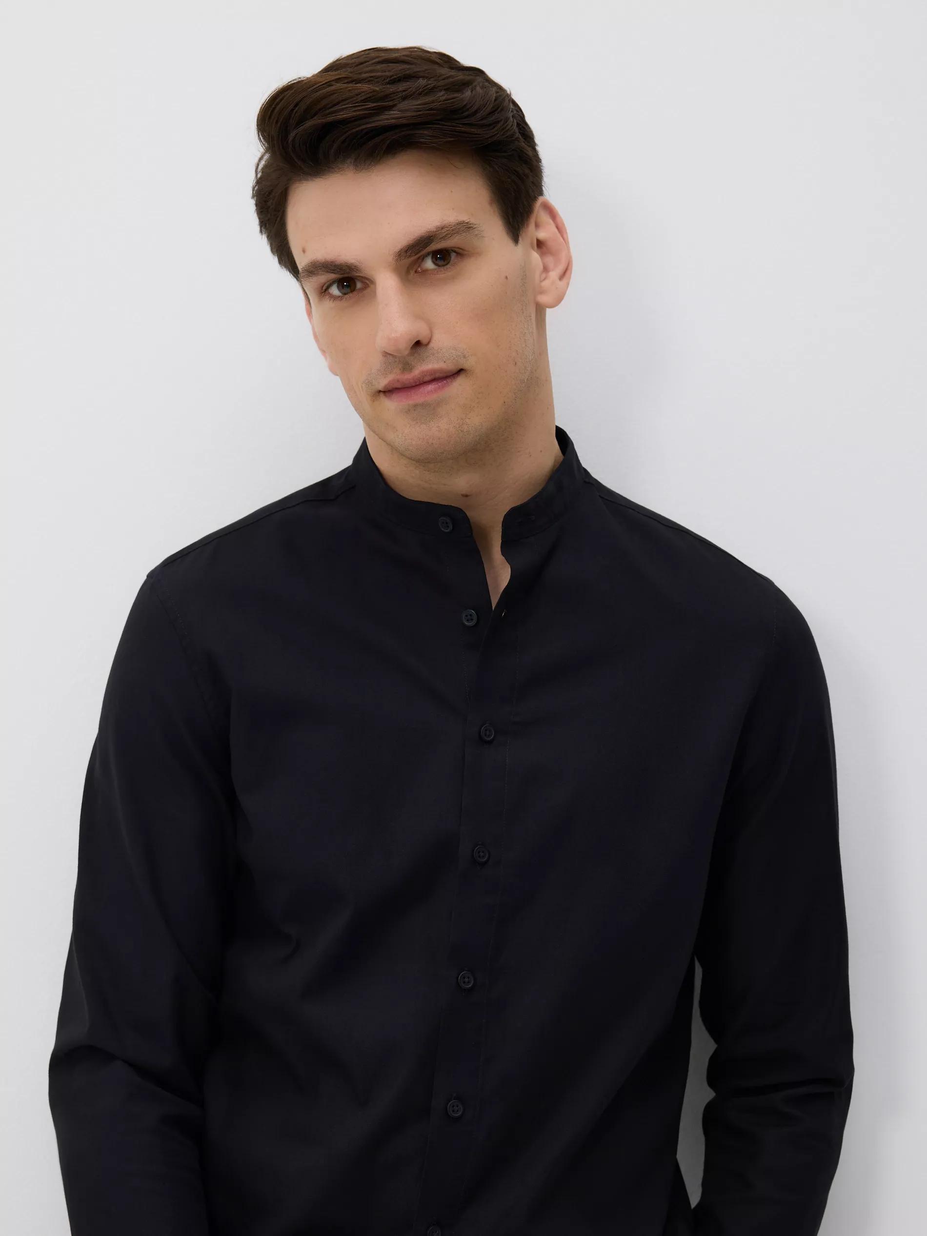 Black Slim Fit Cotton Rich Shirt, Black, large image number 4