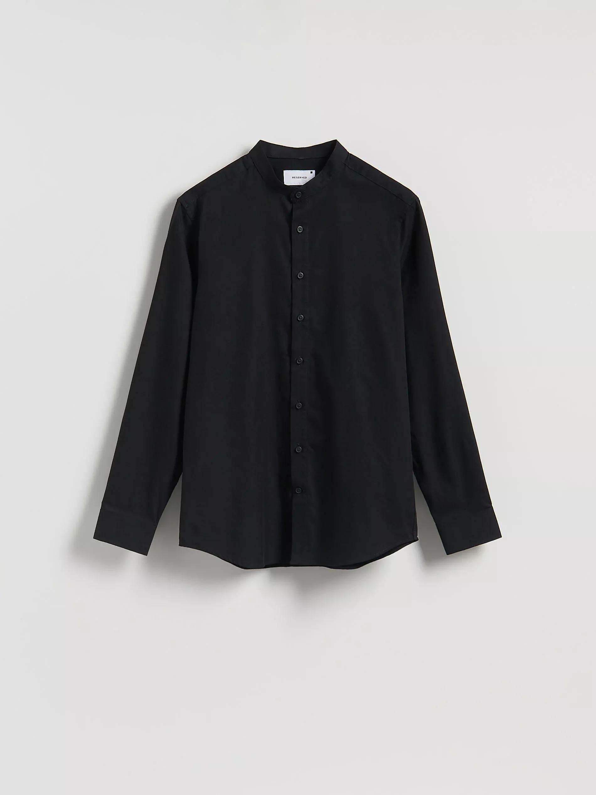 Black Slim Fit Cotton Rich Shirt, Black, large image number 5