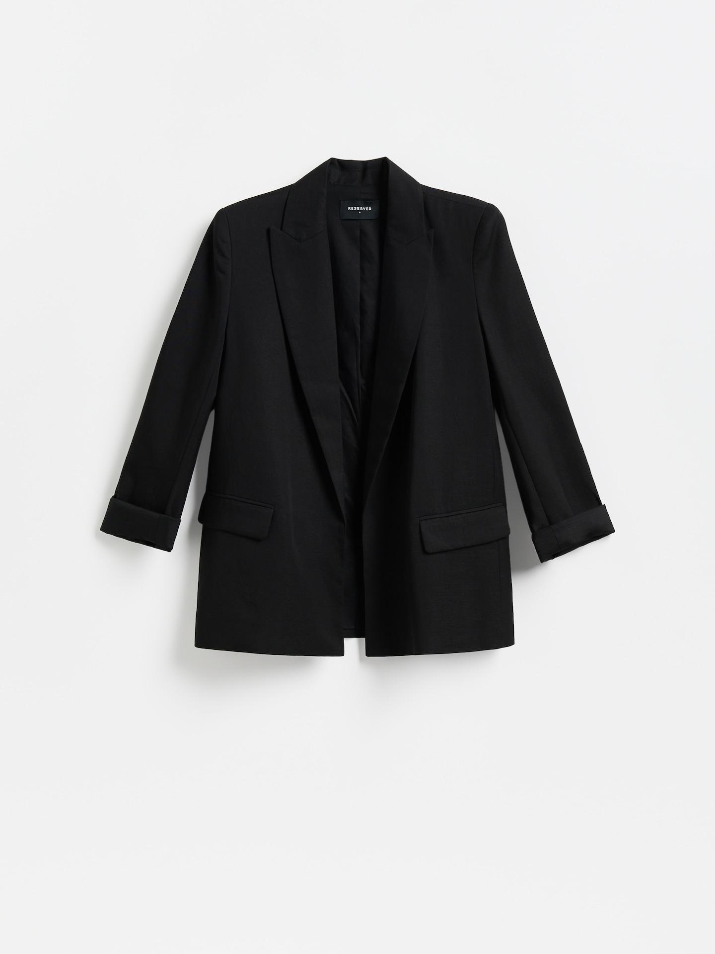 Black Lyocell Blazer, Black, large image number 0