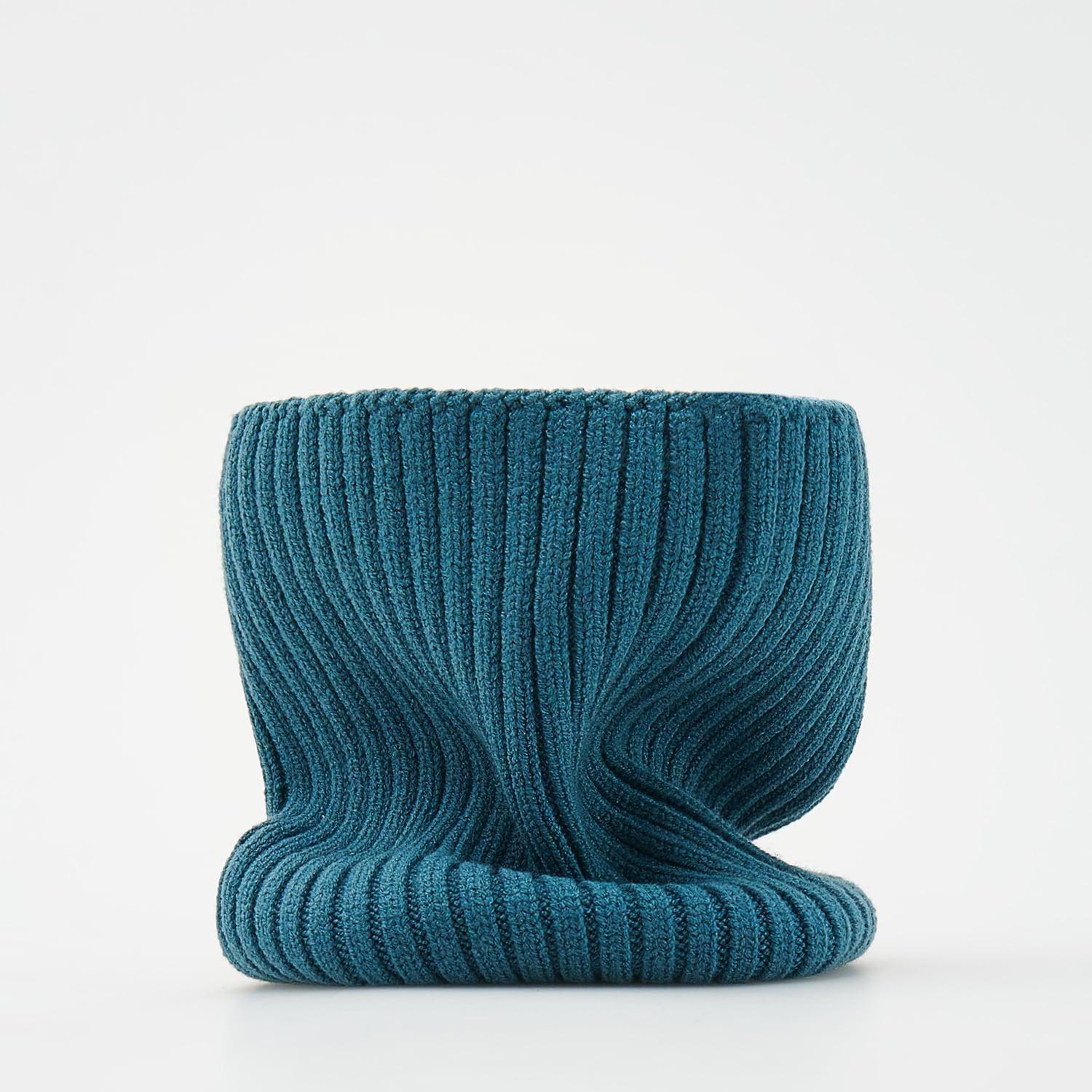 Green Textured Muffler, Kids, Turquoise, large image number 0