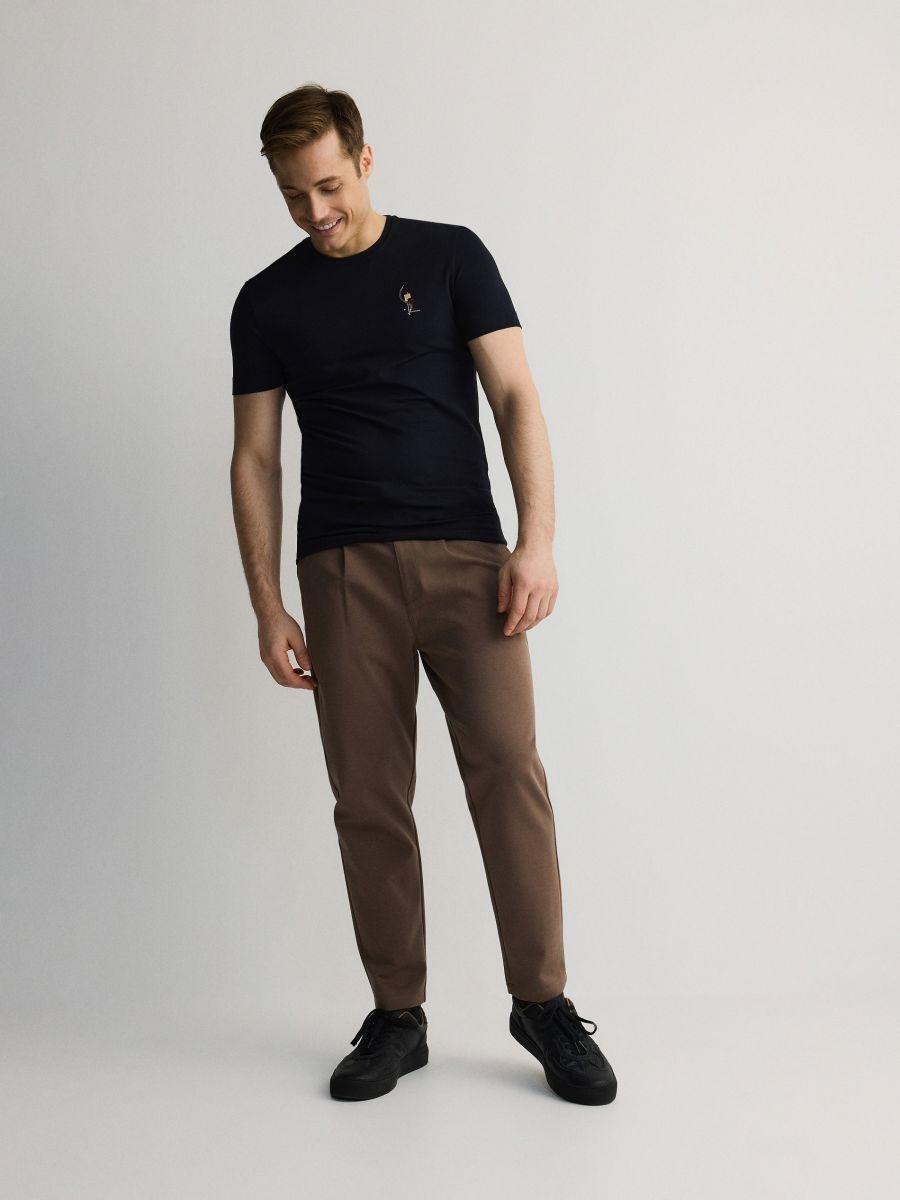 Brown Regular Chino Pants With Added Lyocell, , large image number 1