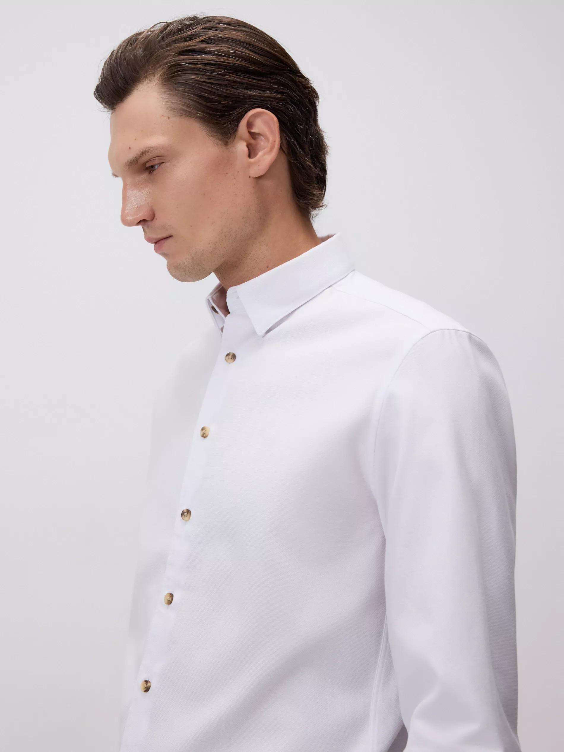 White Cotton Rich Regular Fit Shirt, White, large image number 0
