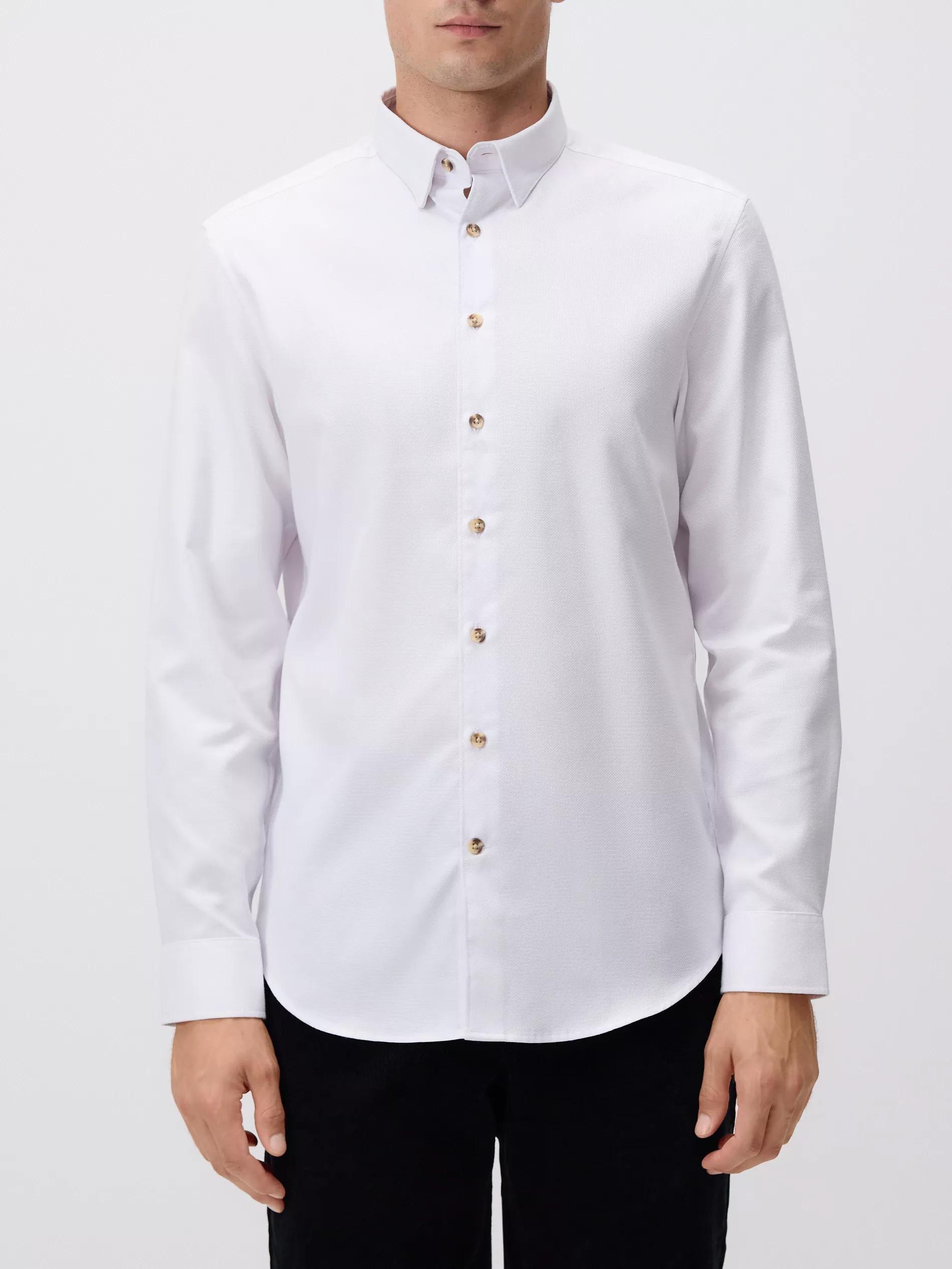 White Cotton Rich Regular Fit Shirt, White, medium