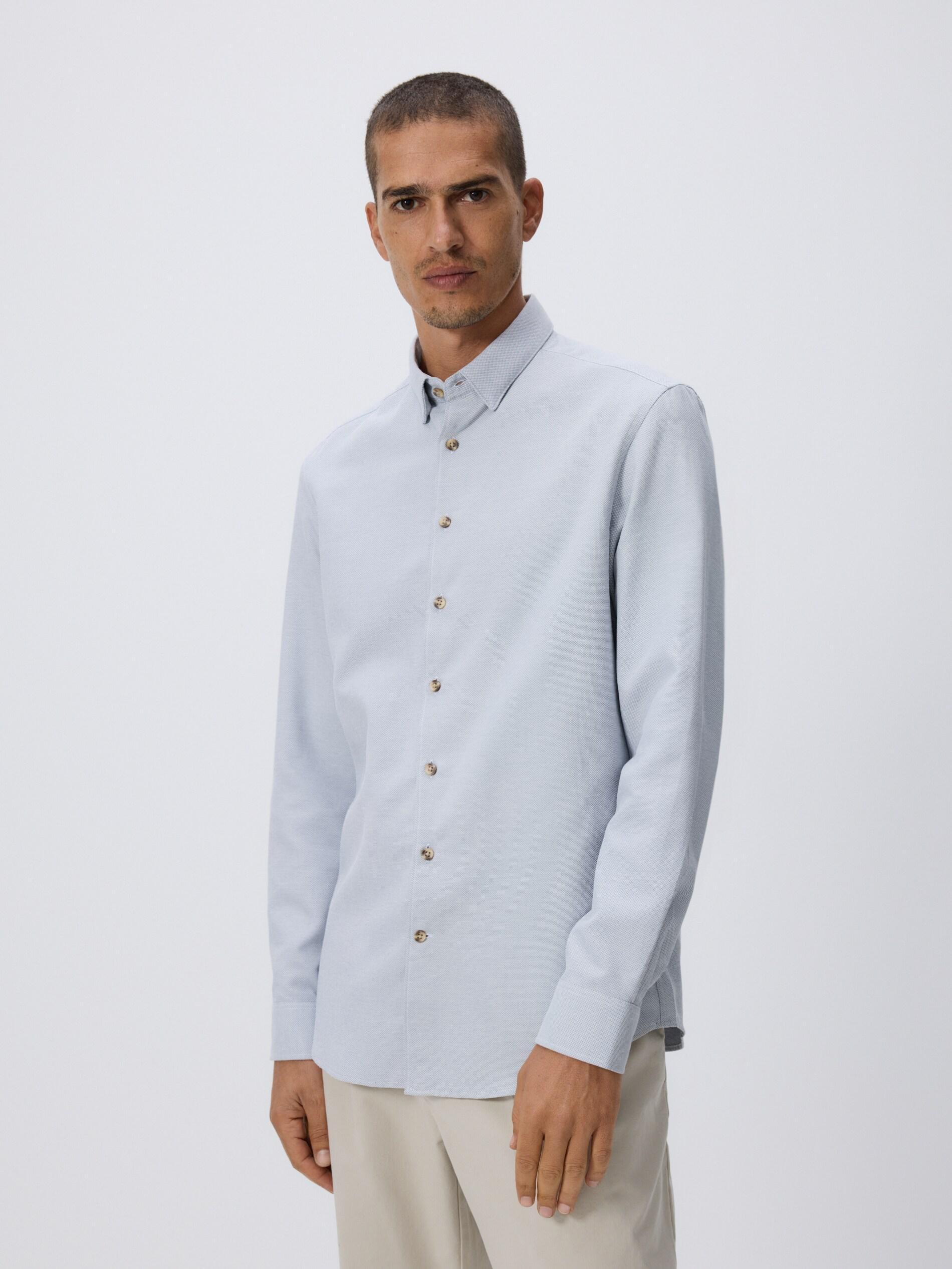 Grey Cotton Rich Regular Fit Shirt, Light grey, large image number 0