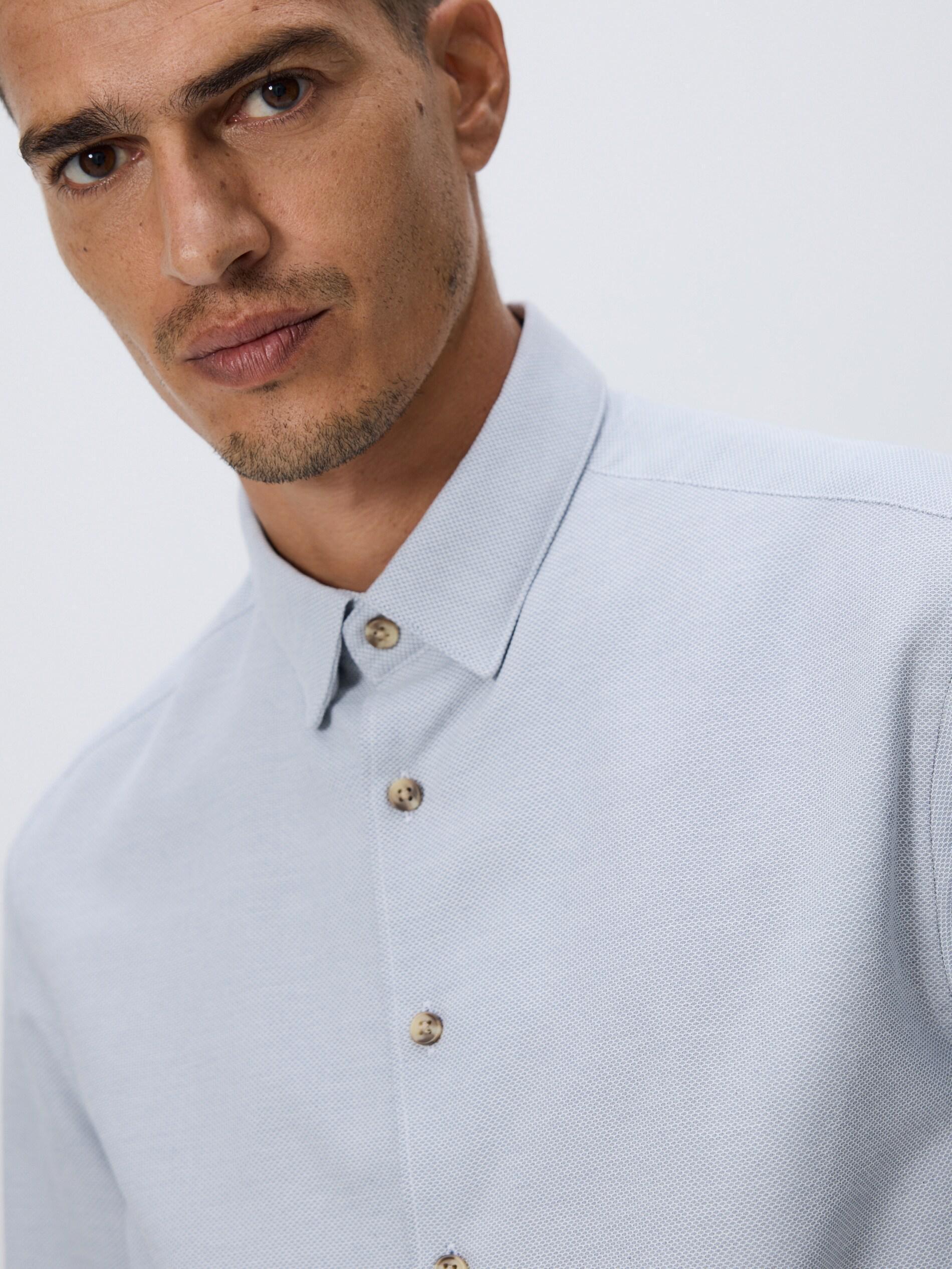 Grey Cotton Rich Regular Fit Shirt, Light grey, large image number 1