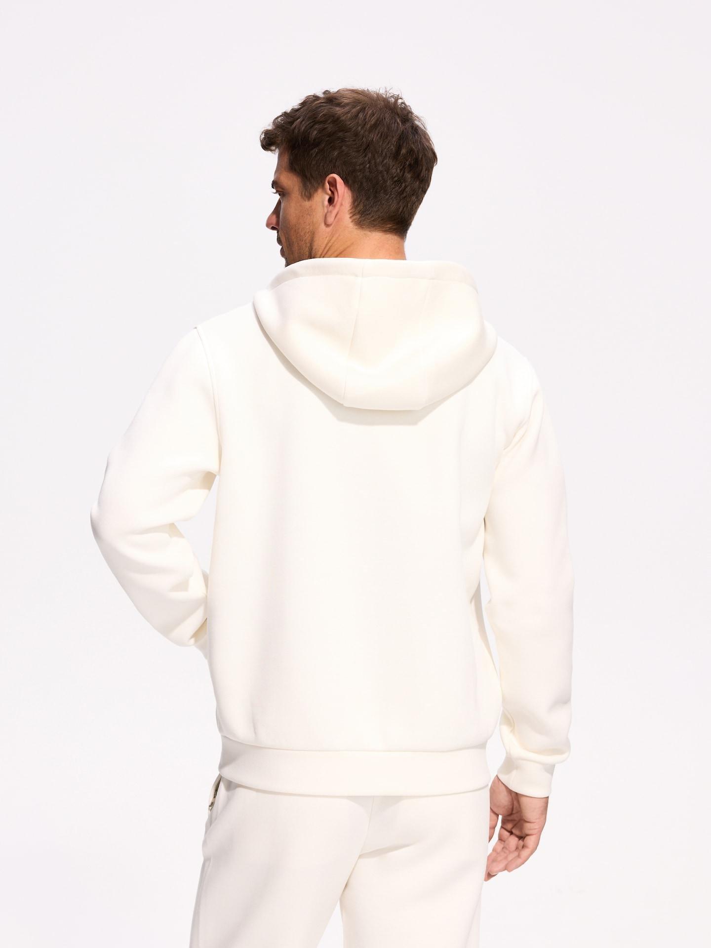 Cream Zip Up Hoodie, Ivory, medium