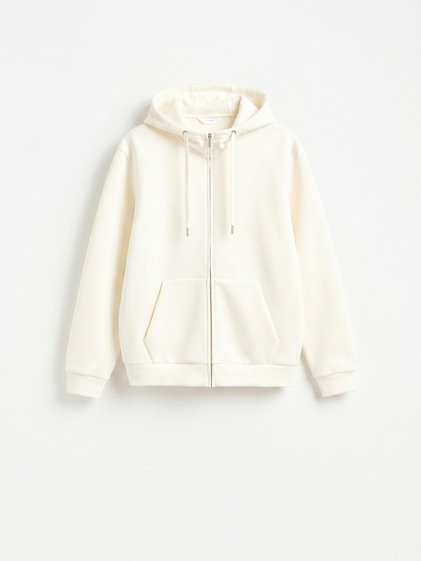 Cream Zip Up Hoodie, Ivory, large image number 3