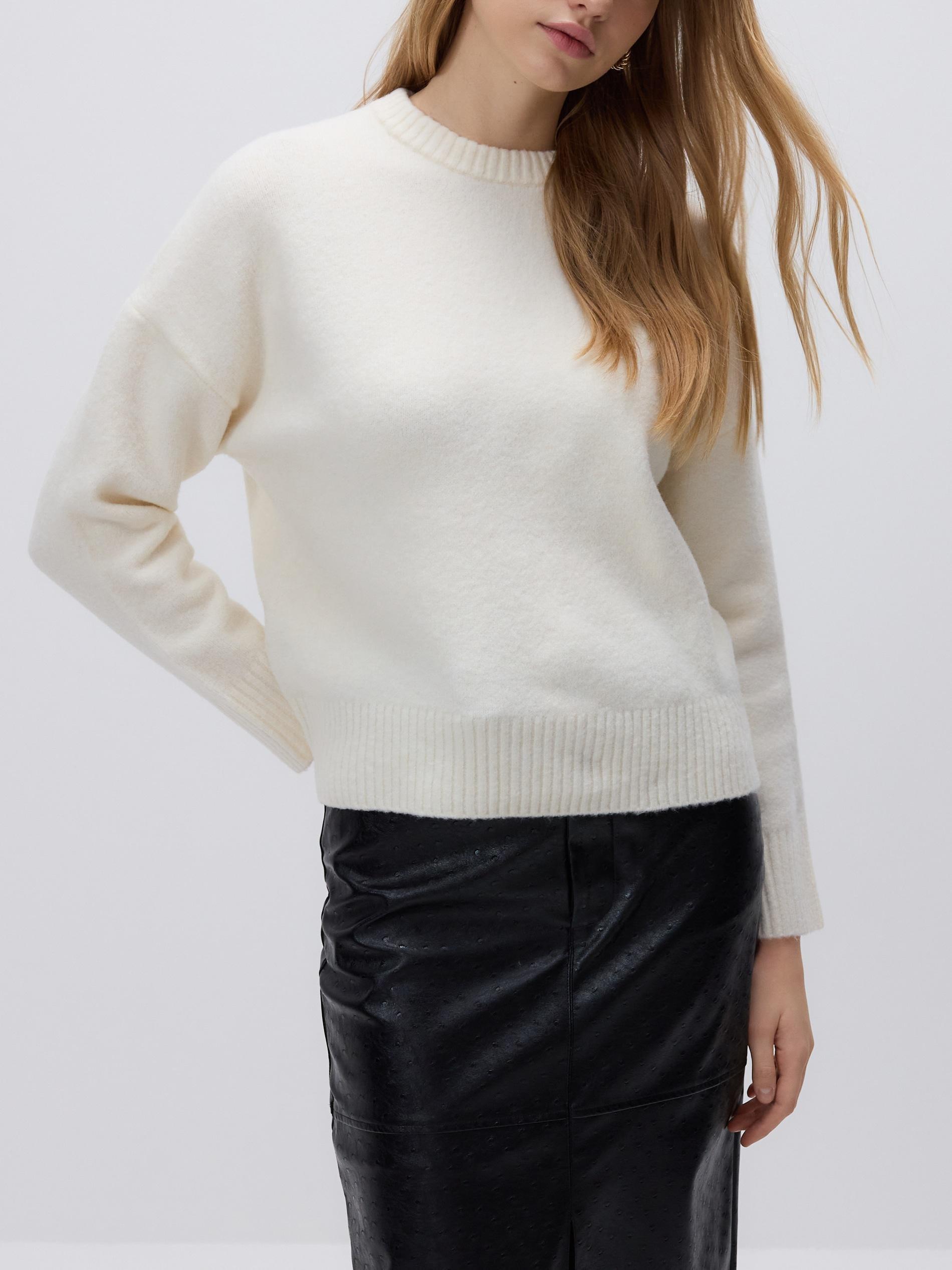 Beige Jumper With Dropped Shoulders, Ivory, large image number 0