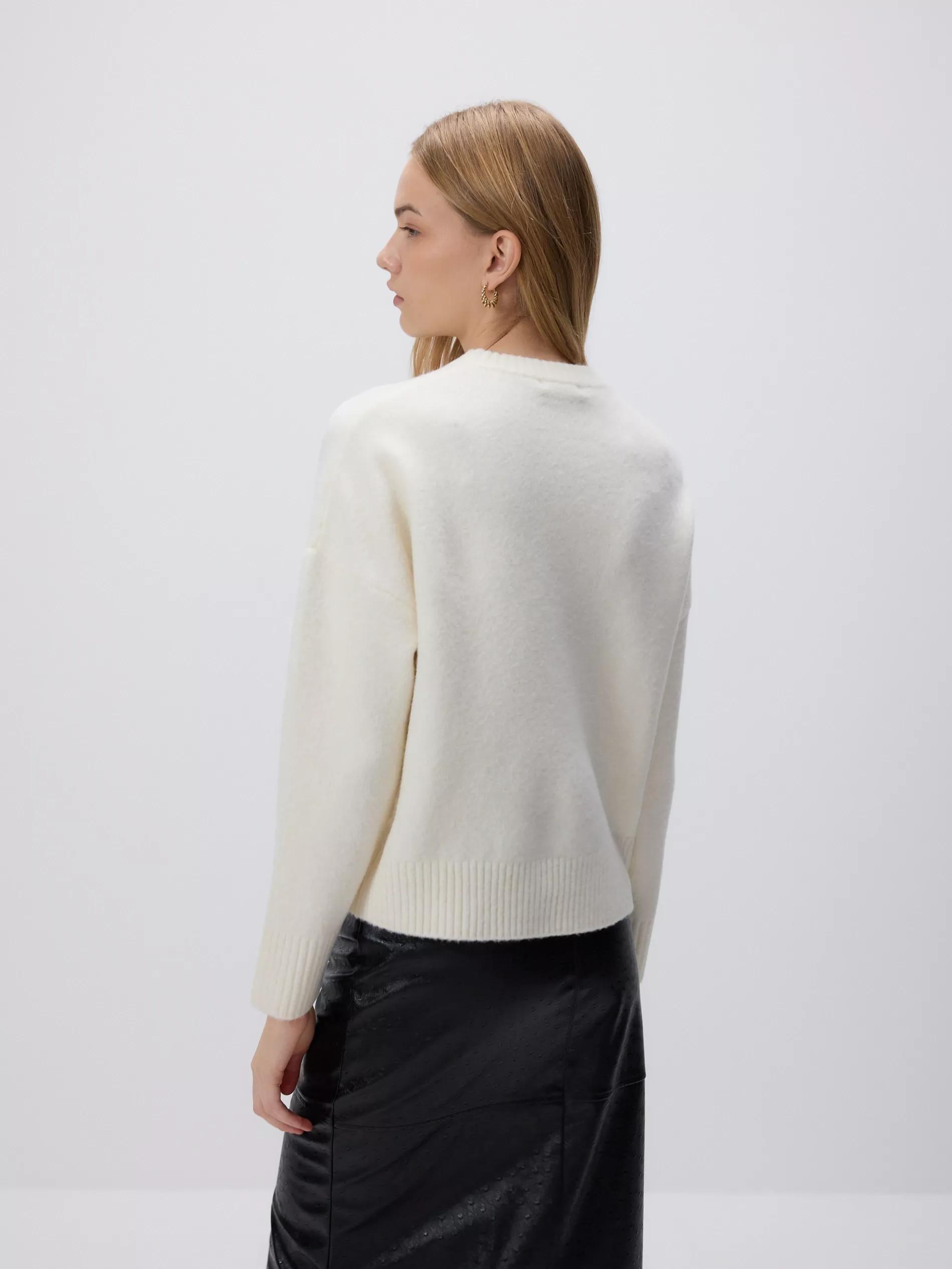 Beige Jumper With Dropped Shoulders, Ivory, large image number 3