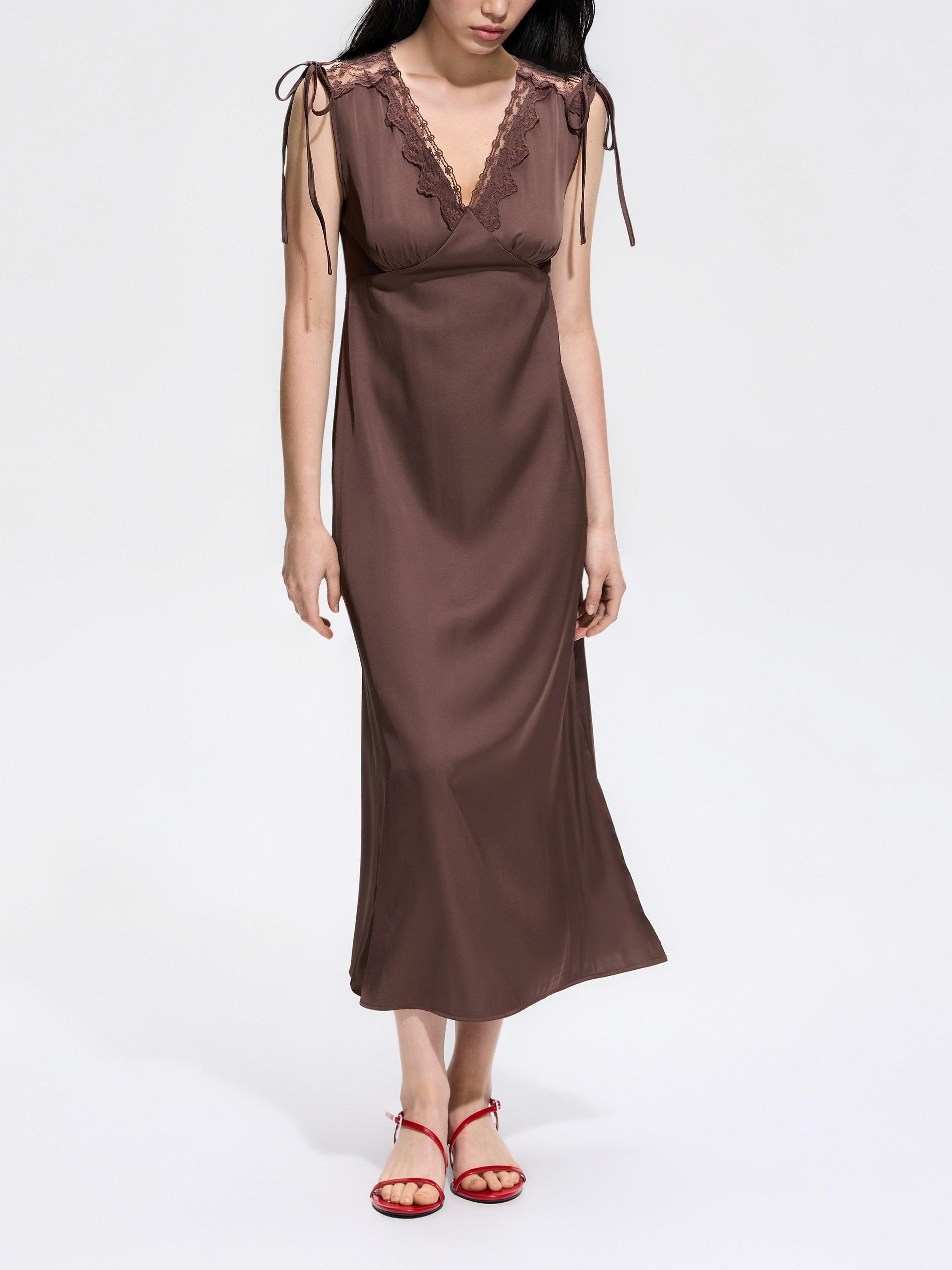 Brown Lingerie Dress, Brown, medium