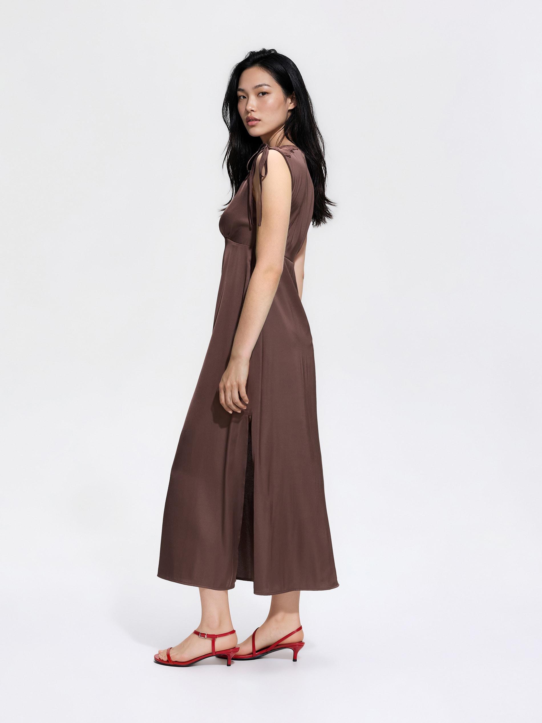 Brown Lingerie Dress, Brown, large image number 2