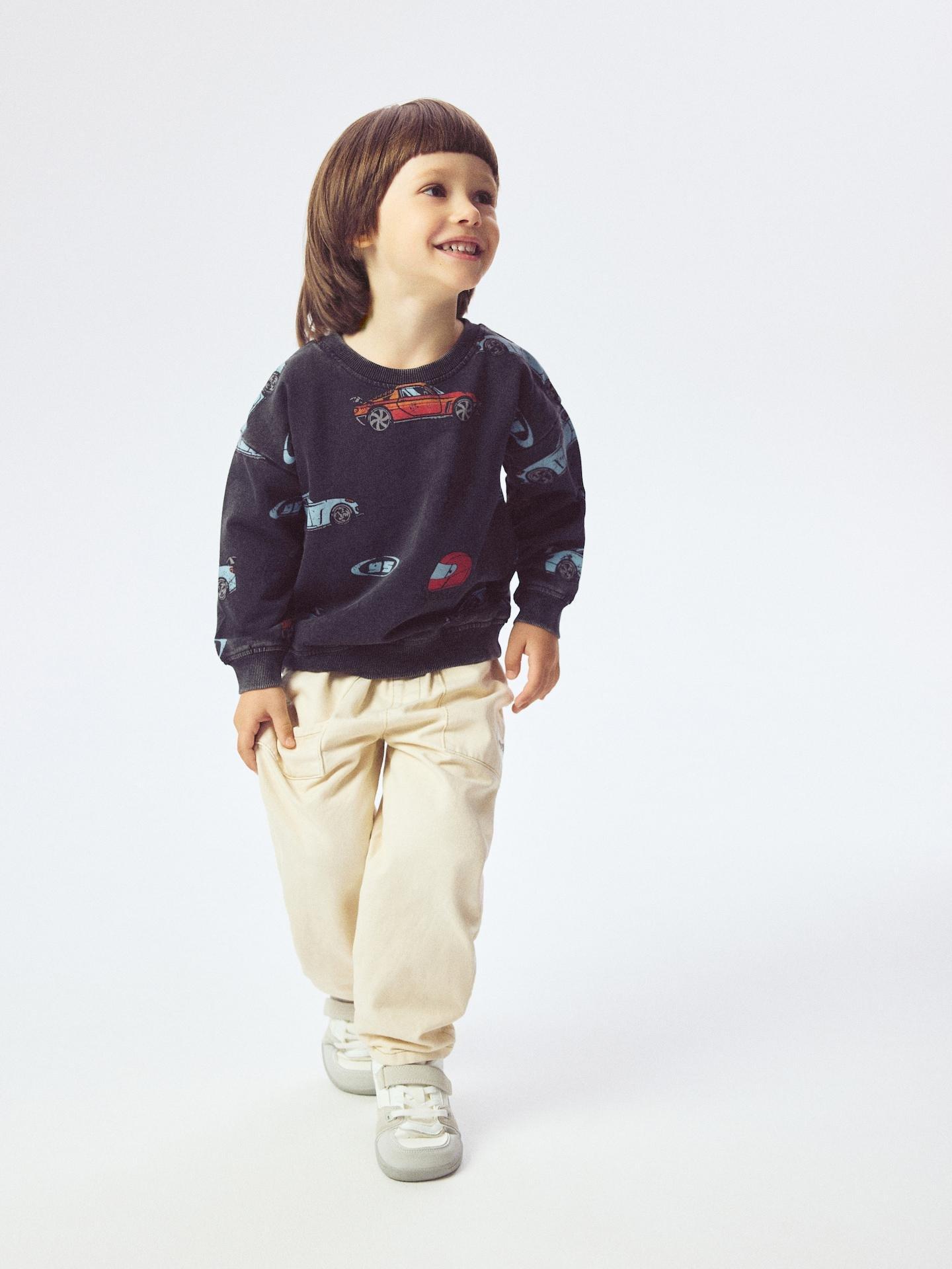 Grey Long Sleeve T-Shirt With Print, Grey, medium