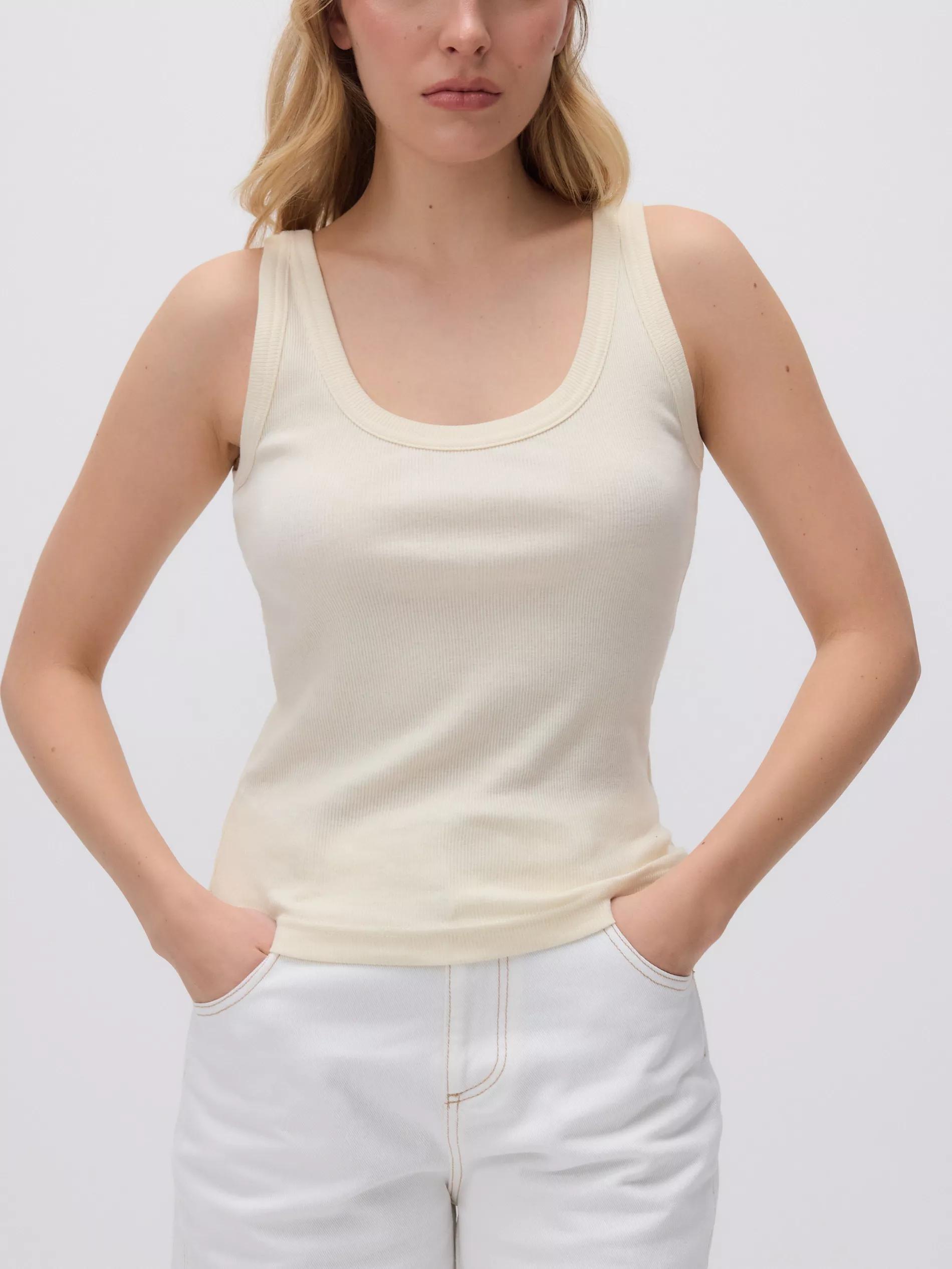 Cream Top With Thin Straps, Made Of Material With A High Cotton Content, , large image number 3