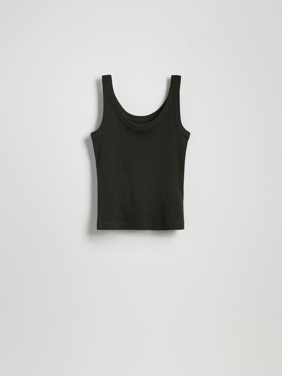 Green Top With Thin Straps, Made Of Material With A High Cotton Content, , large image number 0