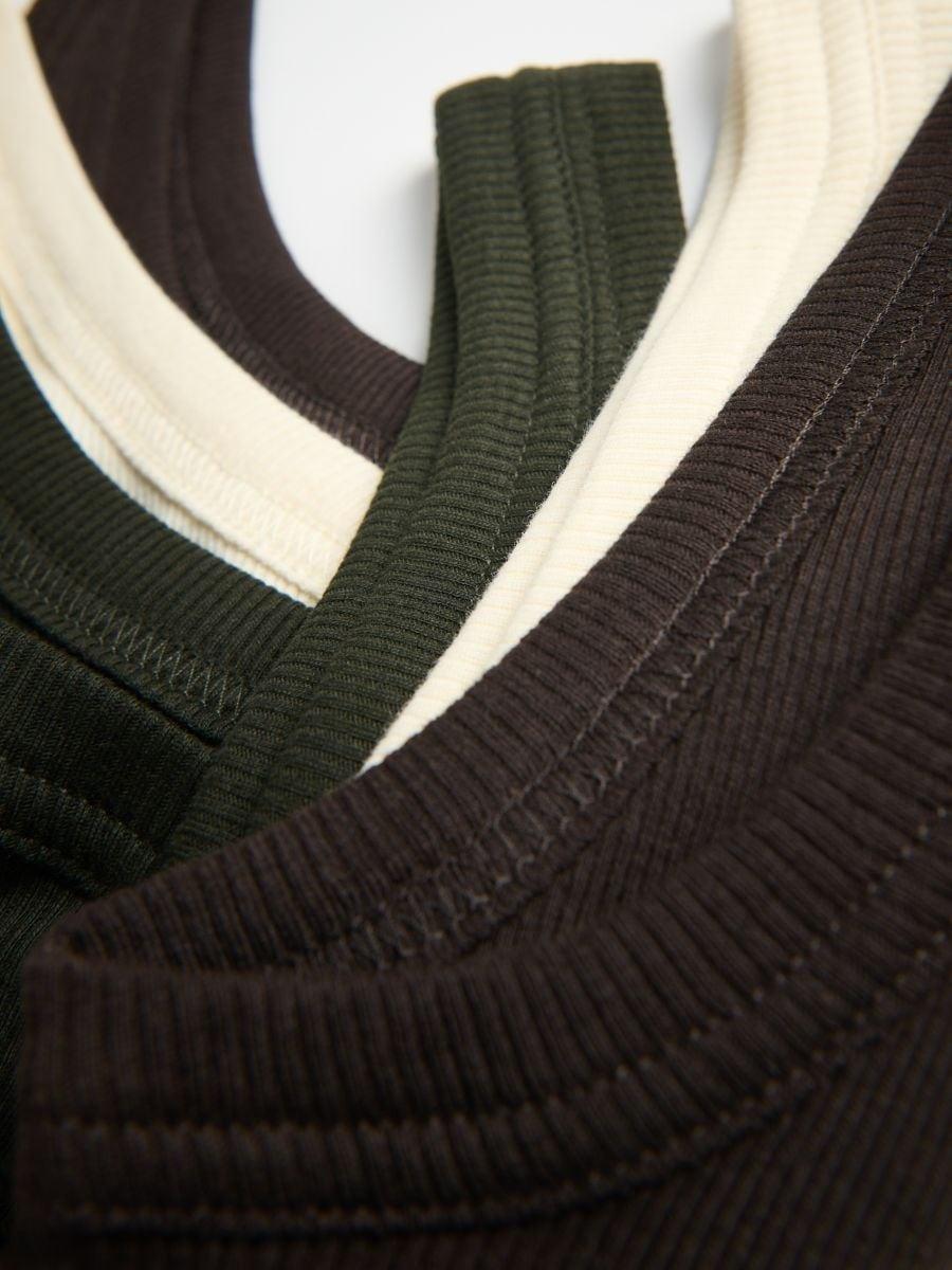 Green Top With Thin Straps, Made Of Material With A High Cotton Content, Khaki, large image number 1