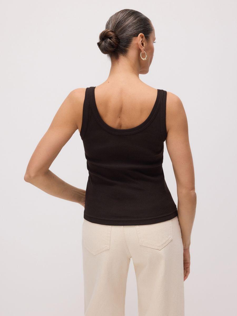 Brown Top With Thin Straps, Made Of Material With A High Cotton Content, , large image number 2