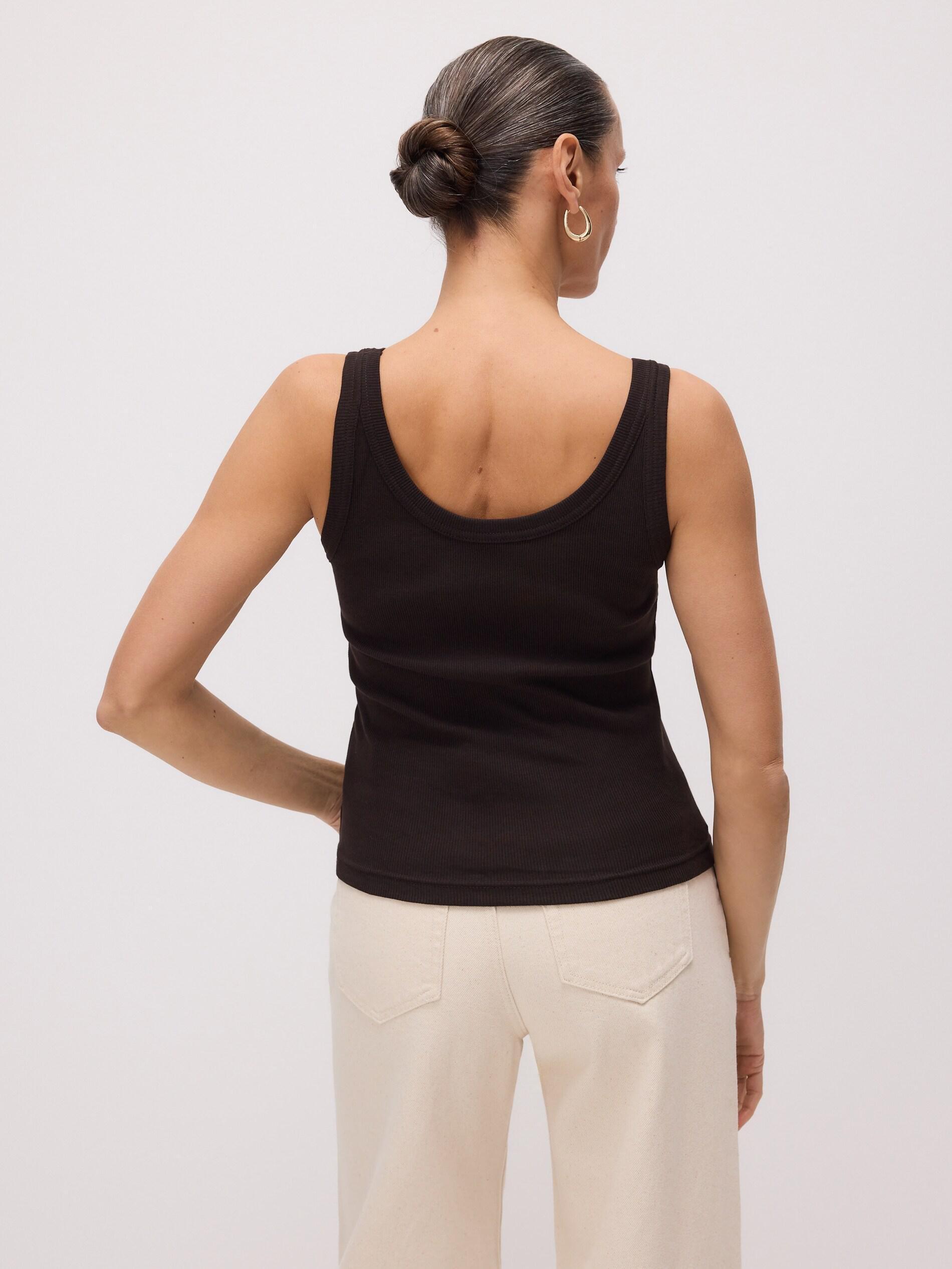 Brown Top With Thin Straps, Made Of Material With A High Cotton Content, Brown, large image number 3
