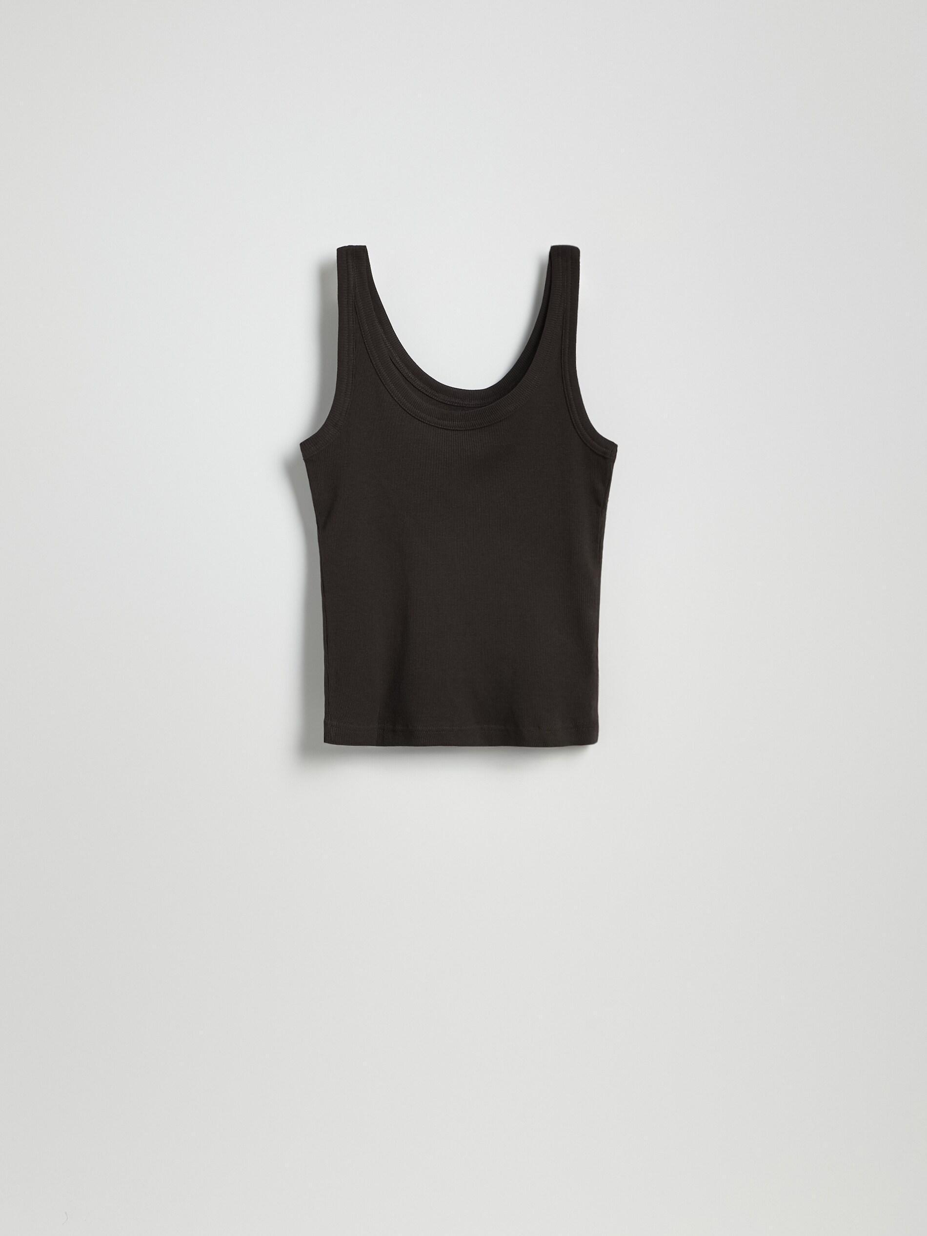 Brown Top With Thin Straps, Made Of Material With A High Cotton Content, Brown, large image number 4