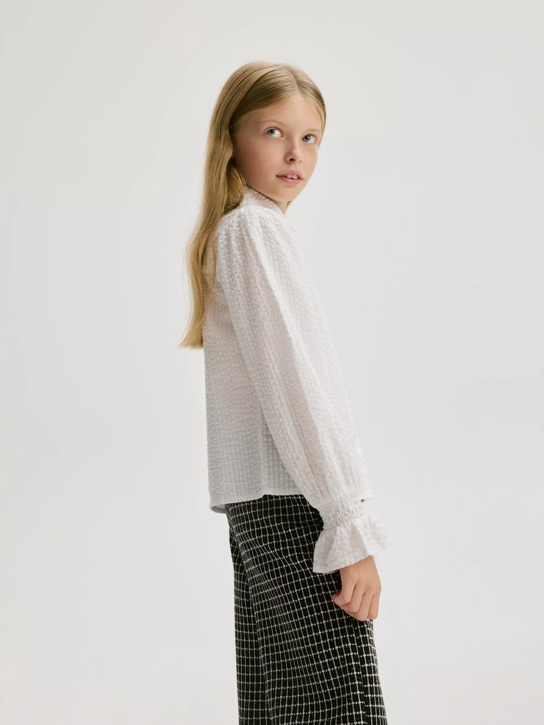 Cream Cotton Shirt, Kids Girls, , large image number 2