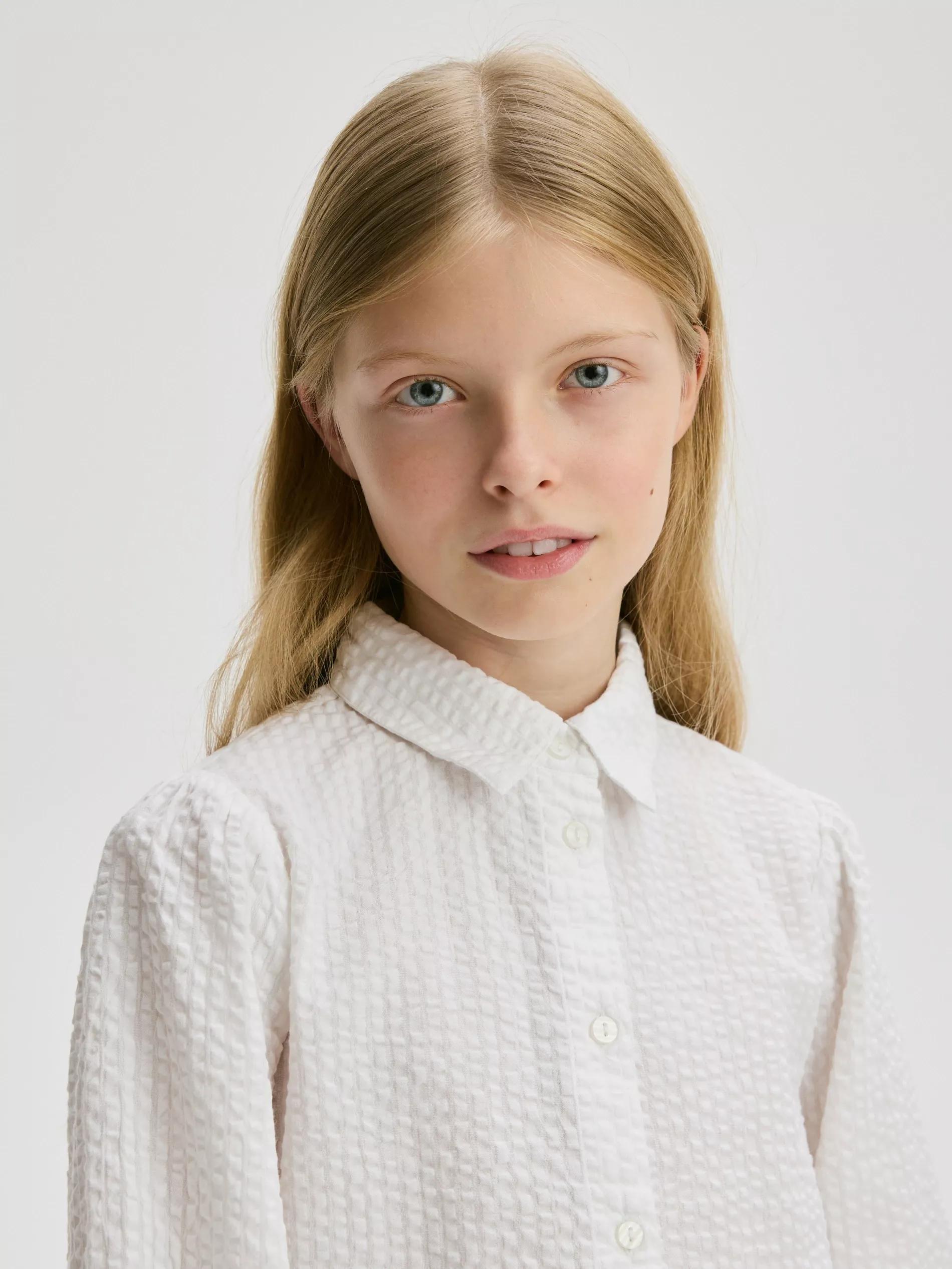 Cream Cotton Shirt, Kids Girls, , large image number 4