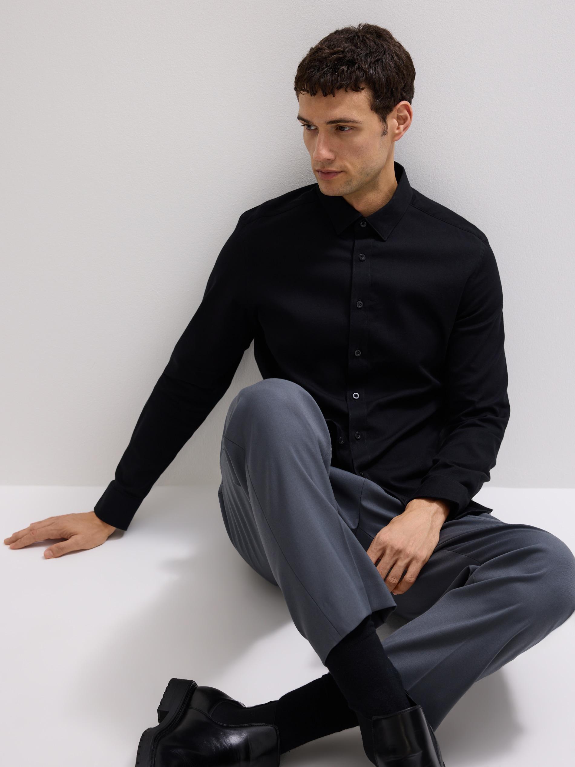 Black Super Slim Fit Cotton Rich Shirt, Black, medium