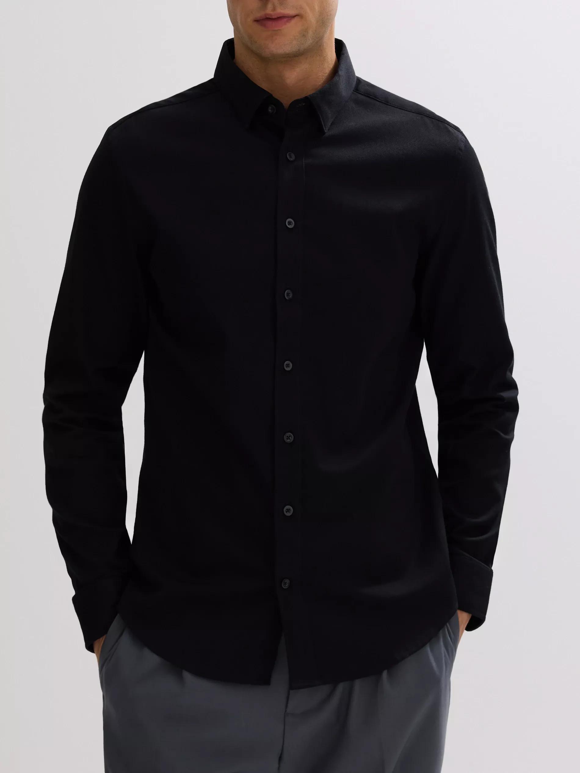 Black Super Slim Fit Cotton Rich Shirt, Black, medium