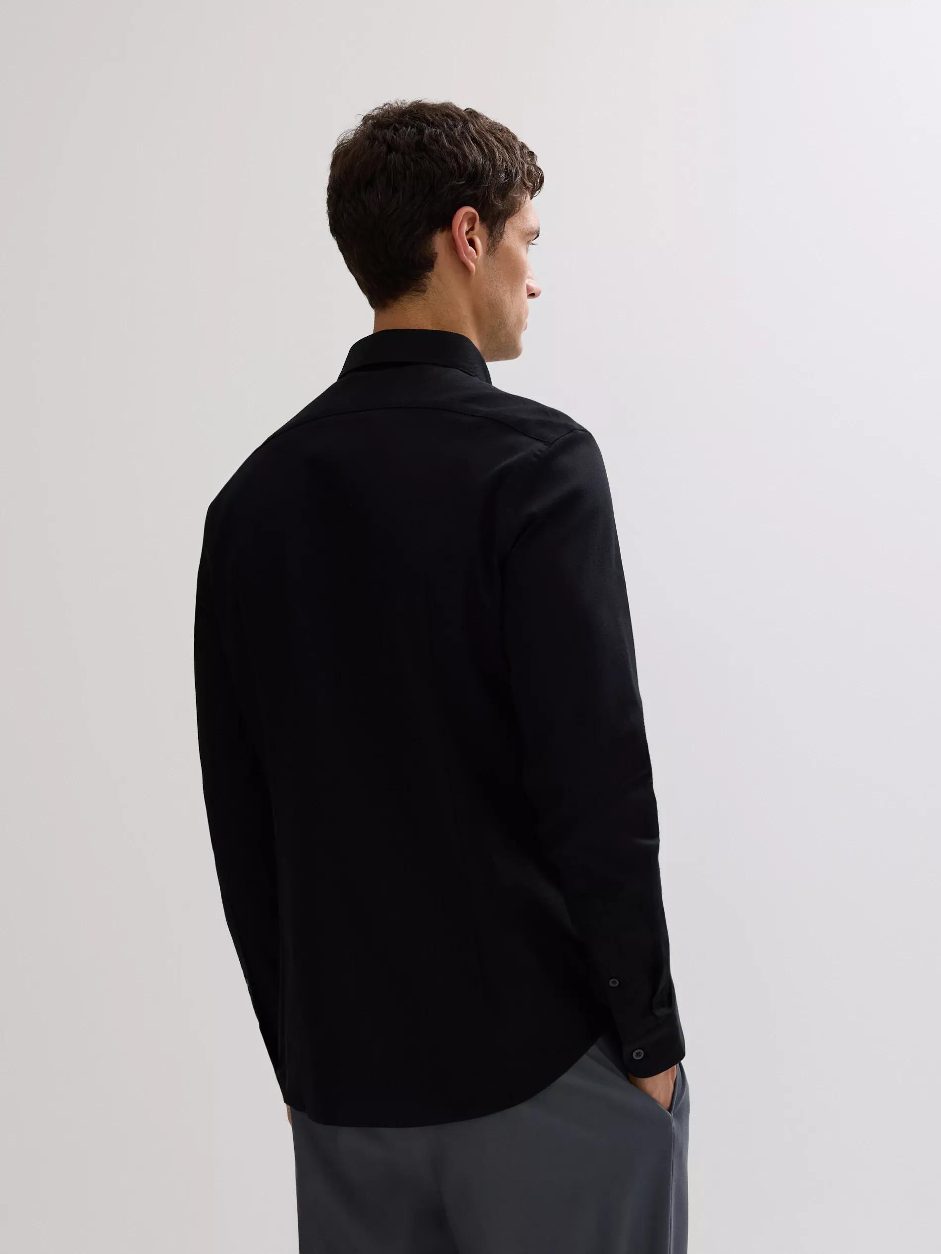 Black Super Slim Fit Cotton Rich Shirt, Black, large image number 3