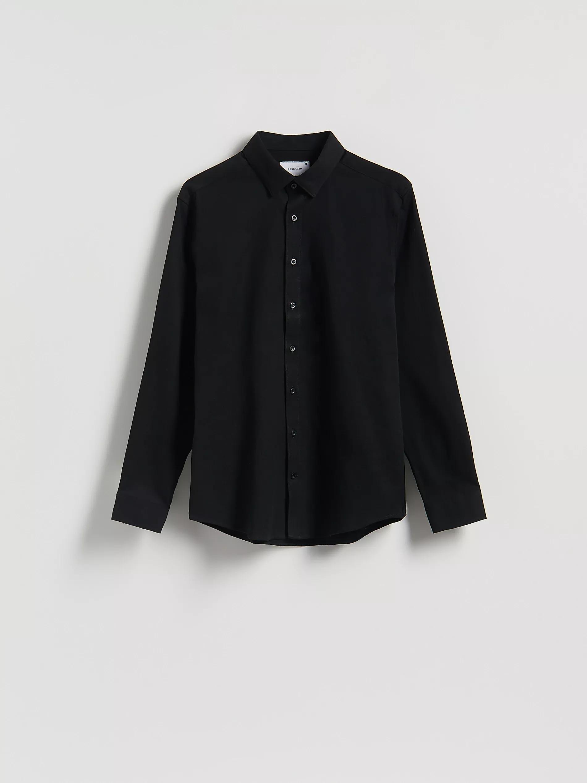 Black Super Slim Fit Cotton Rich Shirt, Black, large image number 4