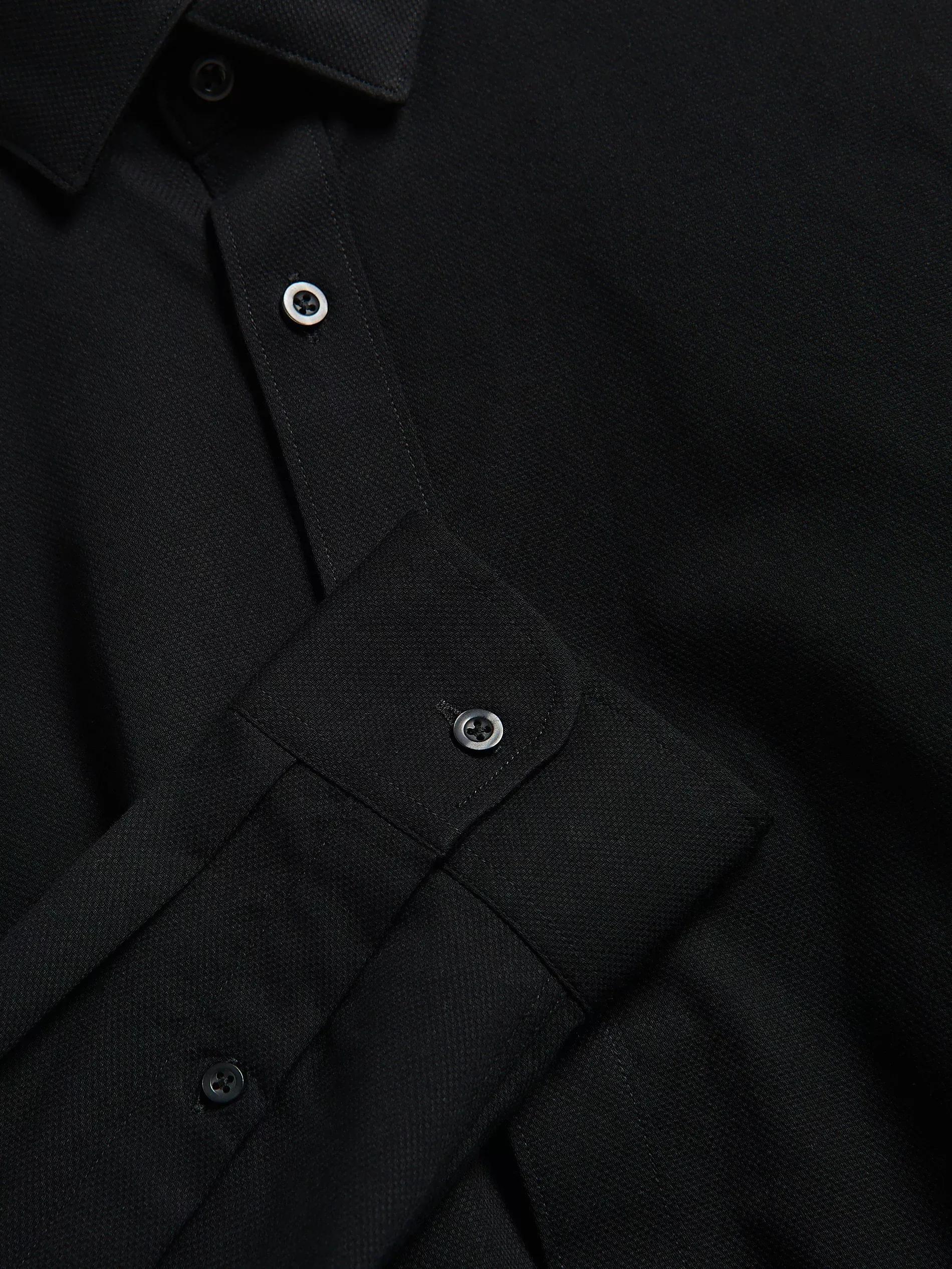 Black Super Slim Fit Cotton Rich Shirt, Black, large image number 5
