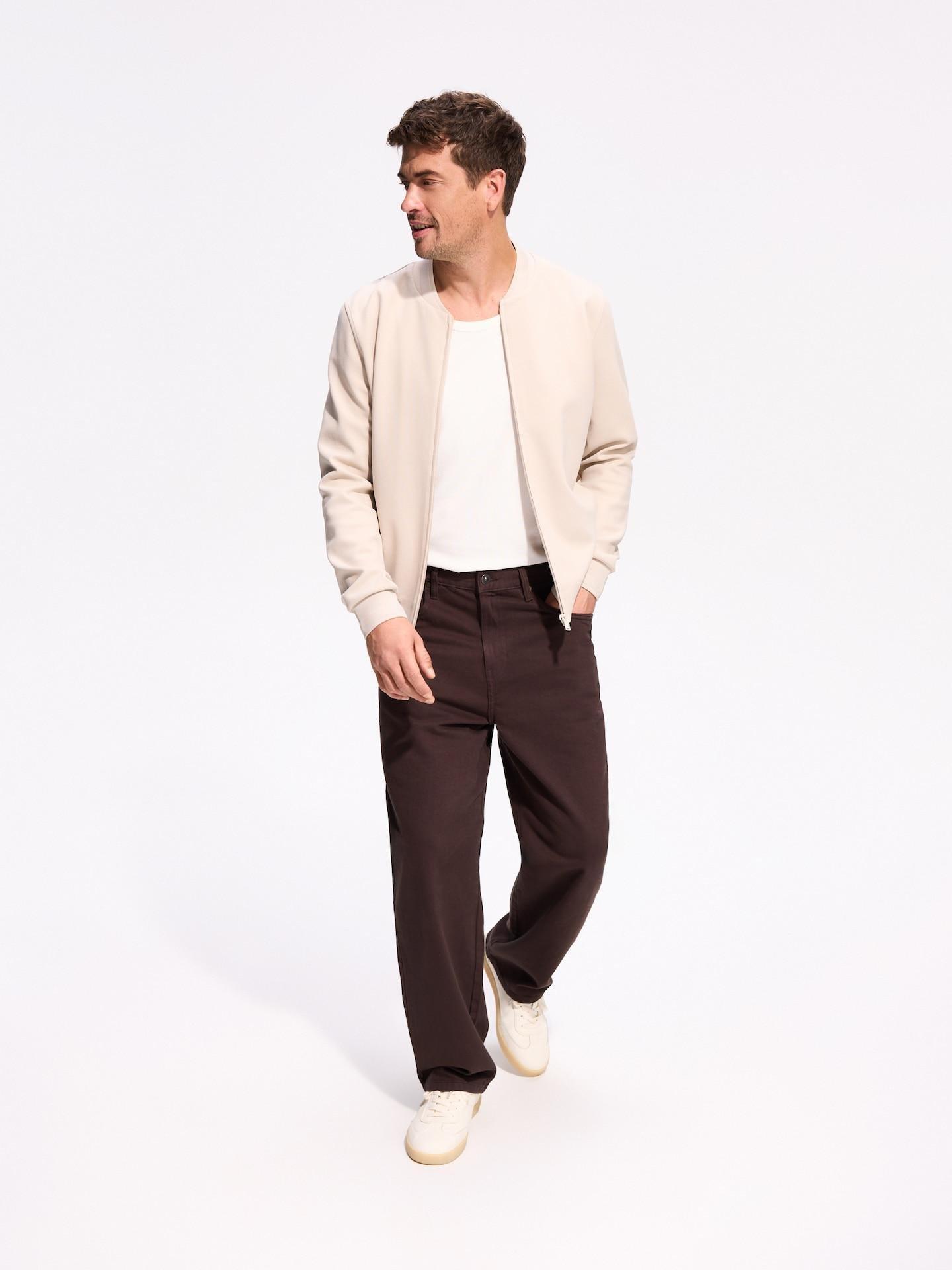 Beige Sweatshirt With Stand Up Collar, Beige, large image number 1