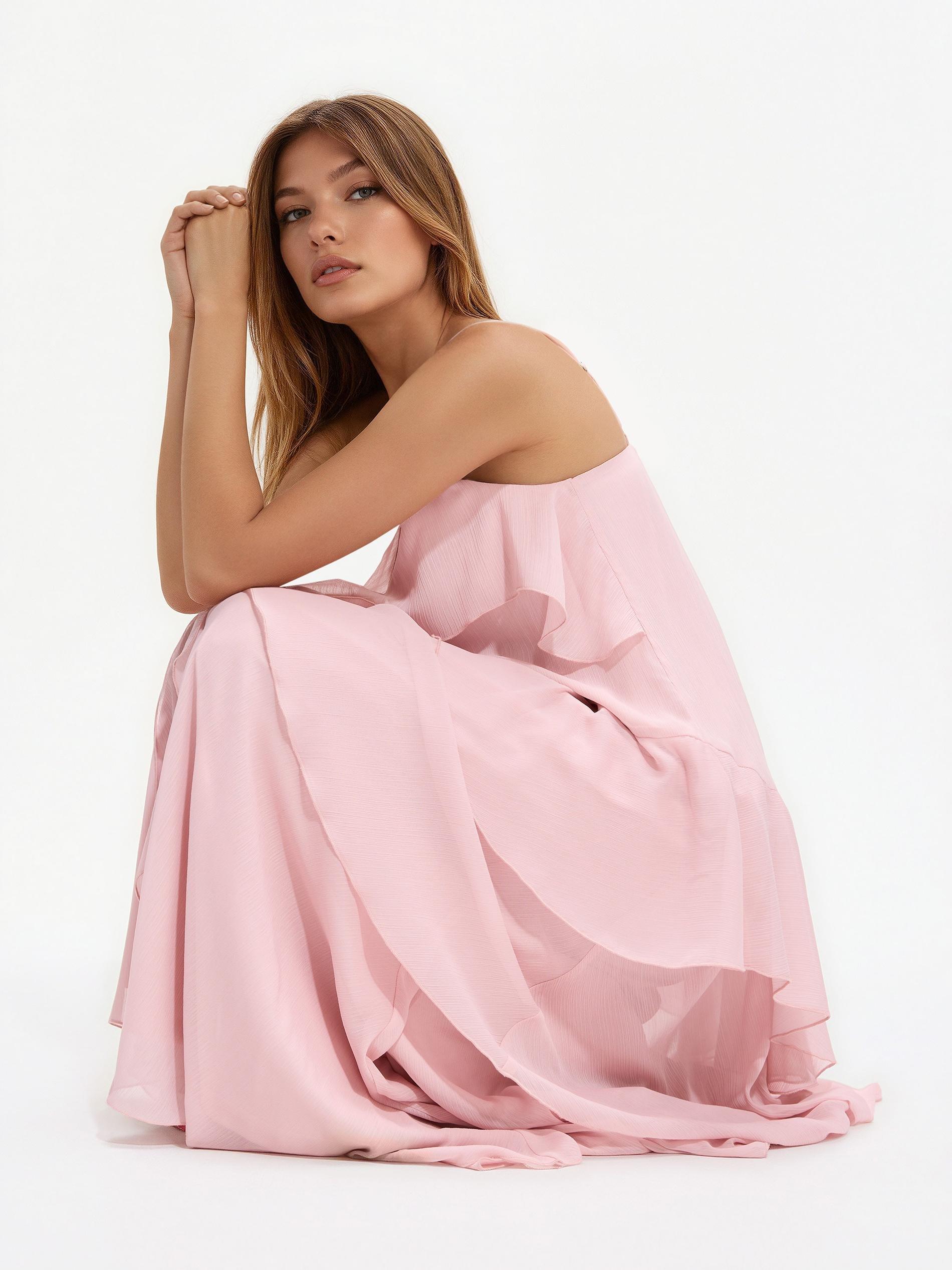 Pink Dress With Ruffle Details, Pink, large image number 1