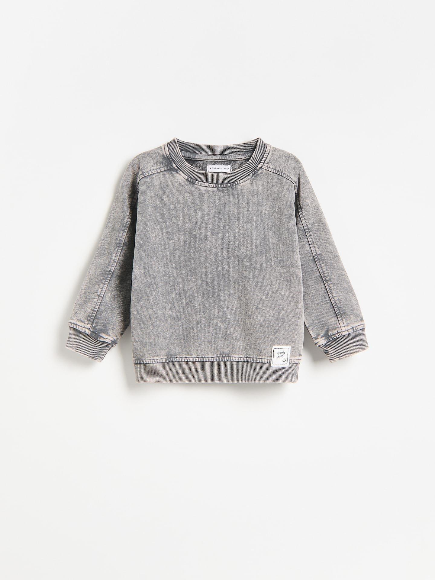 Grey Long Sleeve Top With Acid Wash Effect, Grey, large image number 0